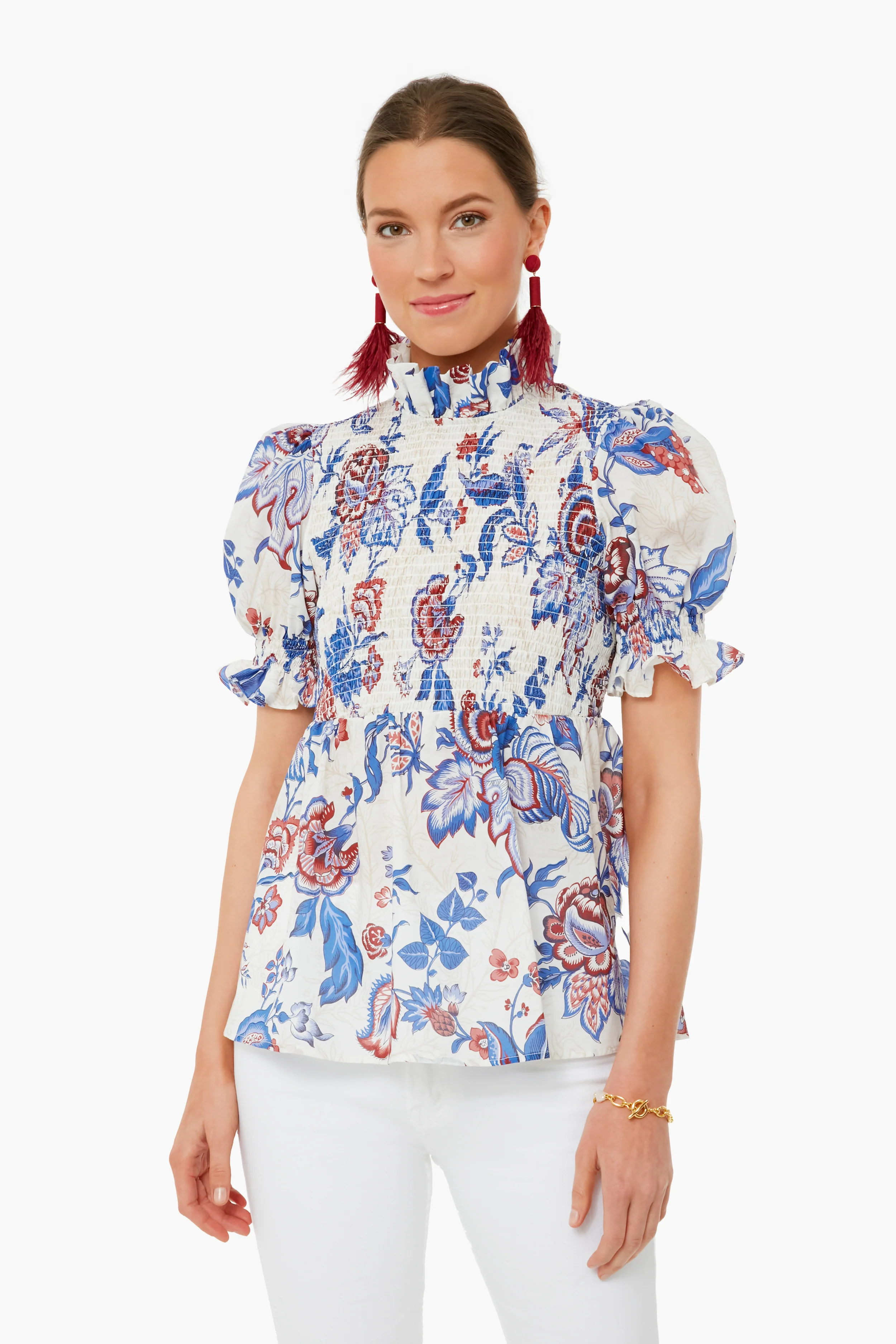 Cream Heirloom Floral Short Sleeve Rowen Blouse - Image 6