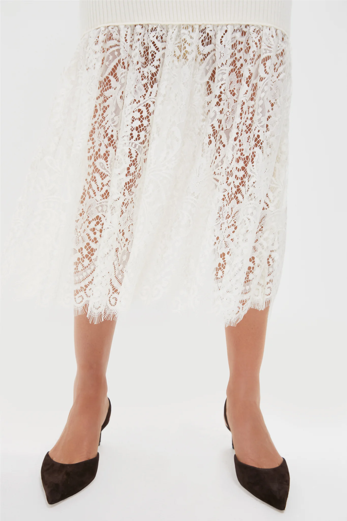 Cream Knit Kori Lace Midi Skirt - Image 5