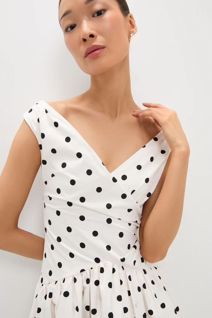 Cream Polka Dot Cotton Midi Dress - Image 5