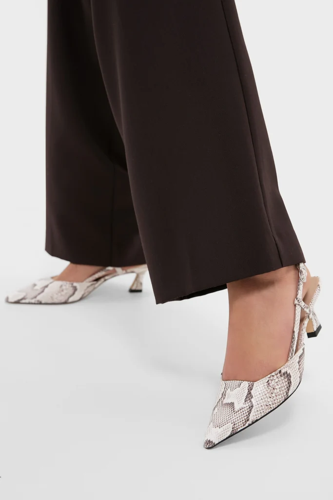 Cream Printed Snake Vinnie 50 Slingback Heels - Image 2