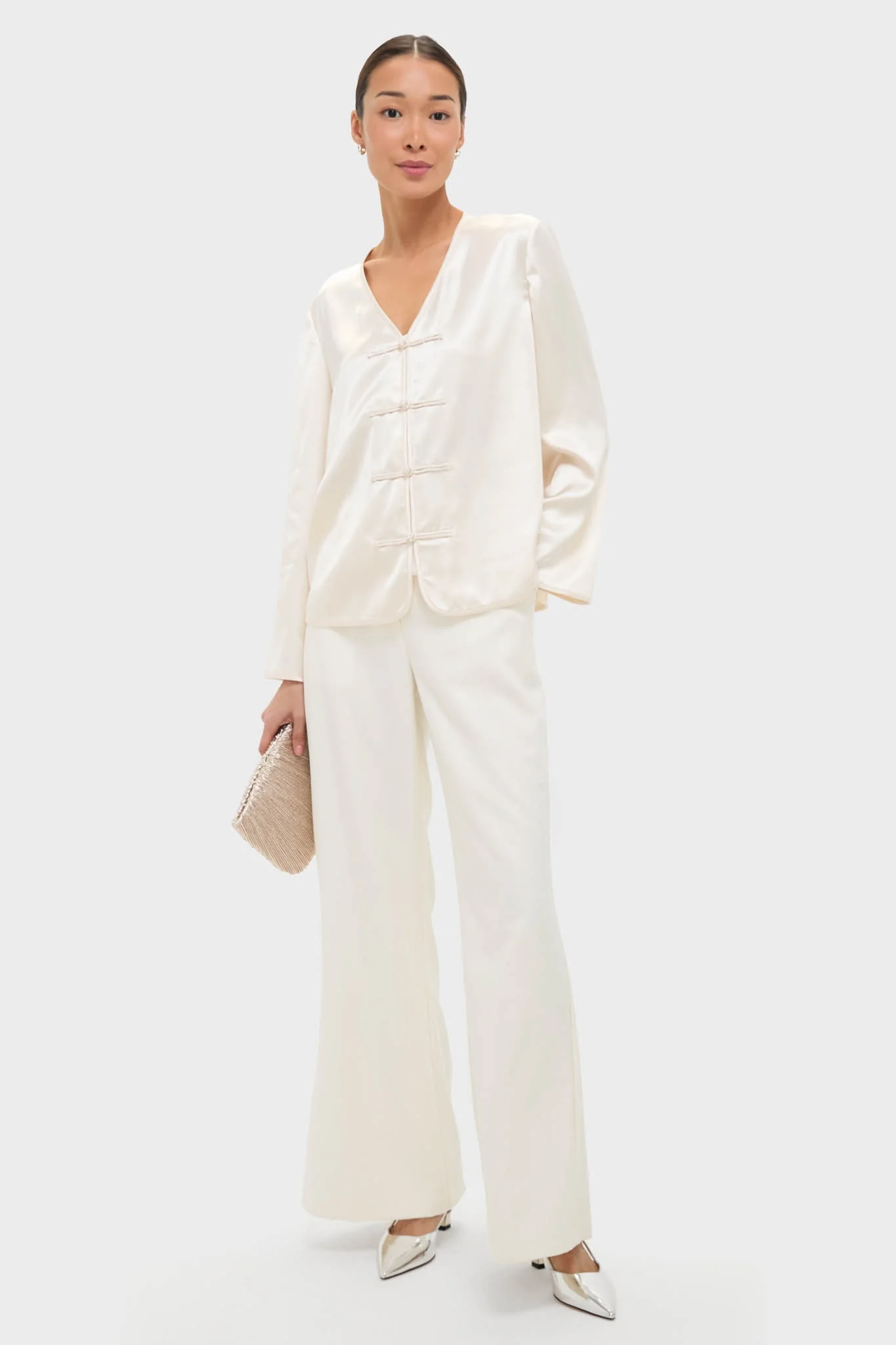 Cream Satin Tatiana Blouse - Image 2