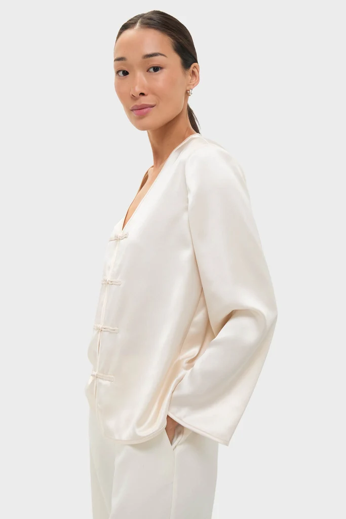 Cream Satin Tatiana Blouse - Image 3