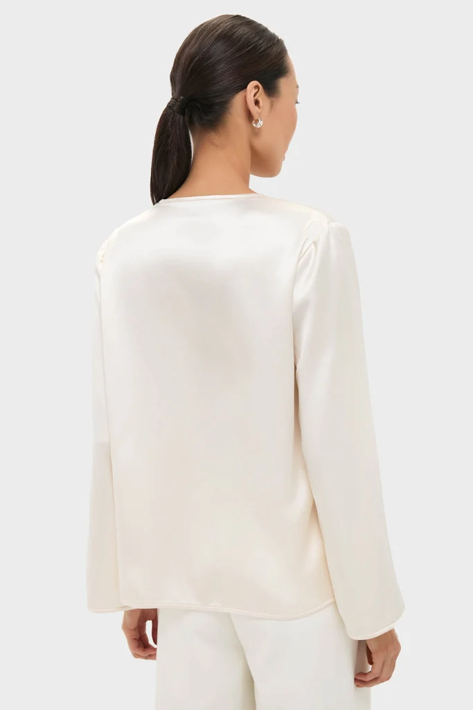 Cream Satin Tatiana Blouse - Image 4