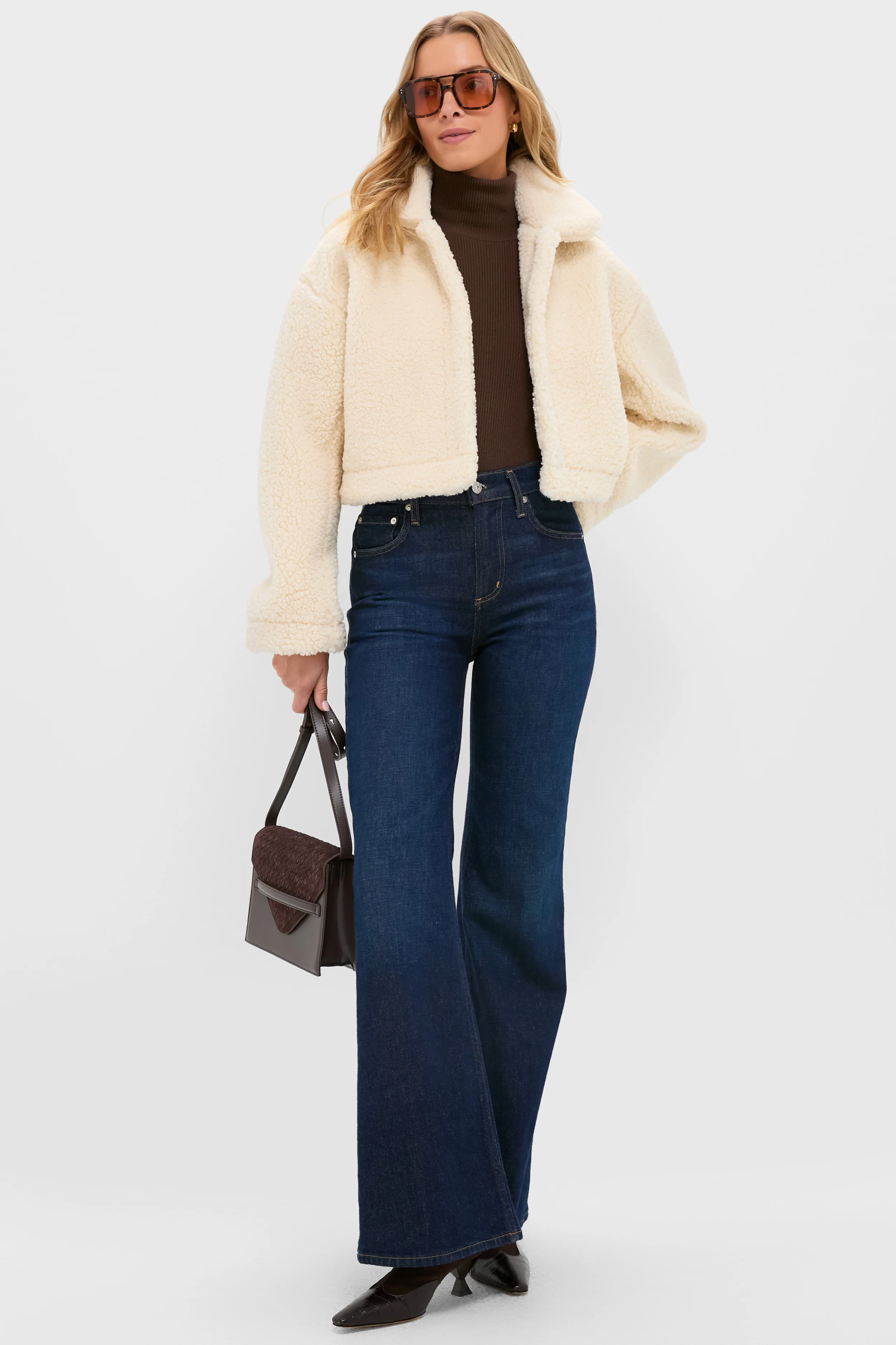 Cream Sherpa Sara Crop Jacket - Image 2