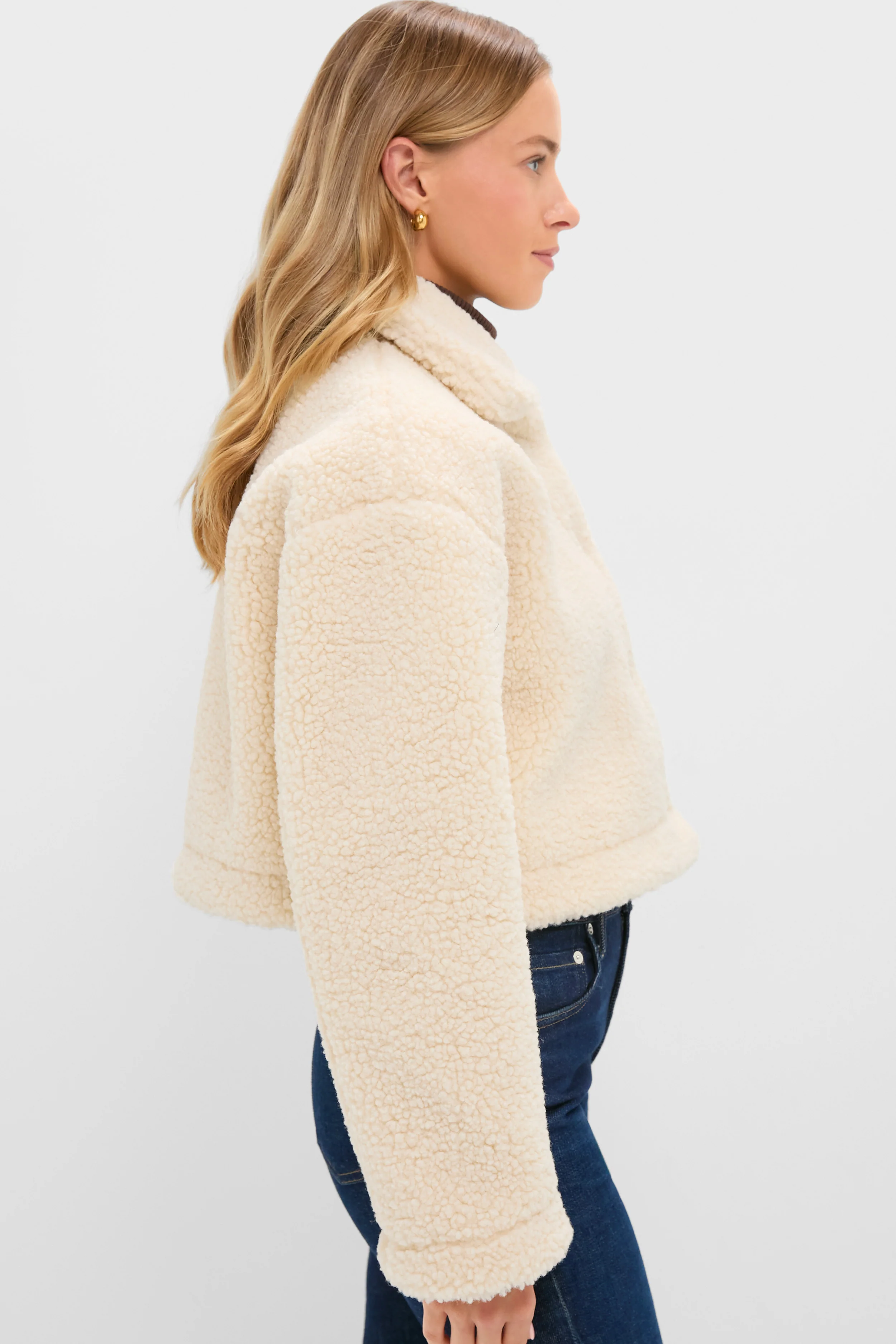 Cream Sherpa Sara Crop Jacket - Image 3