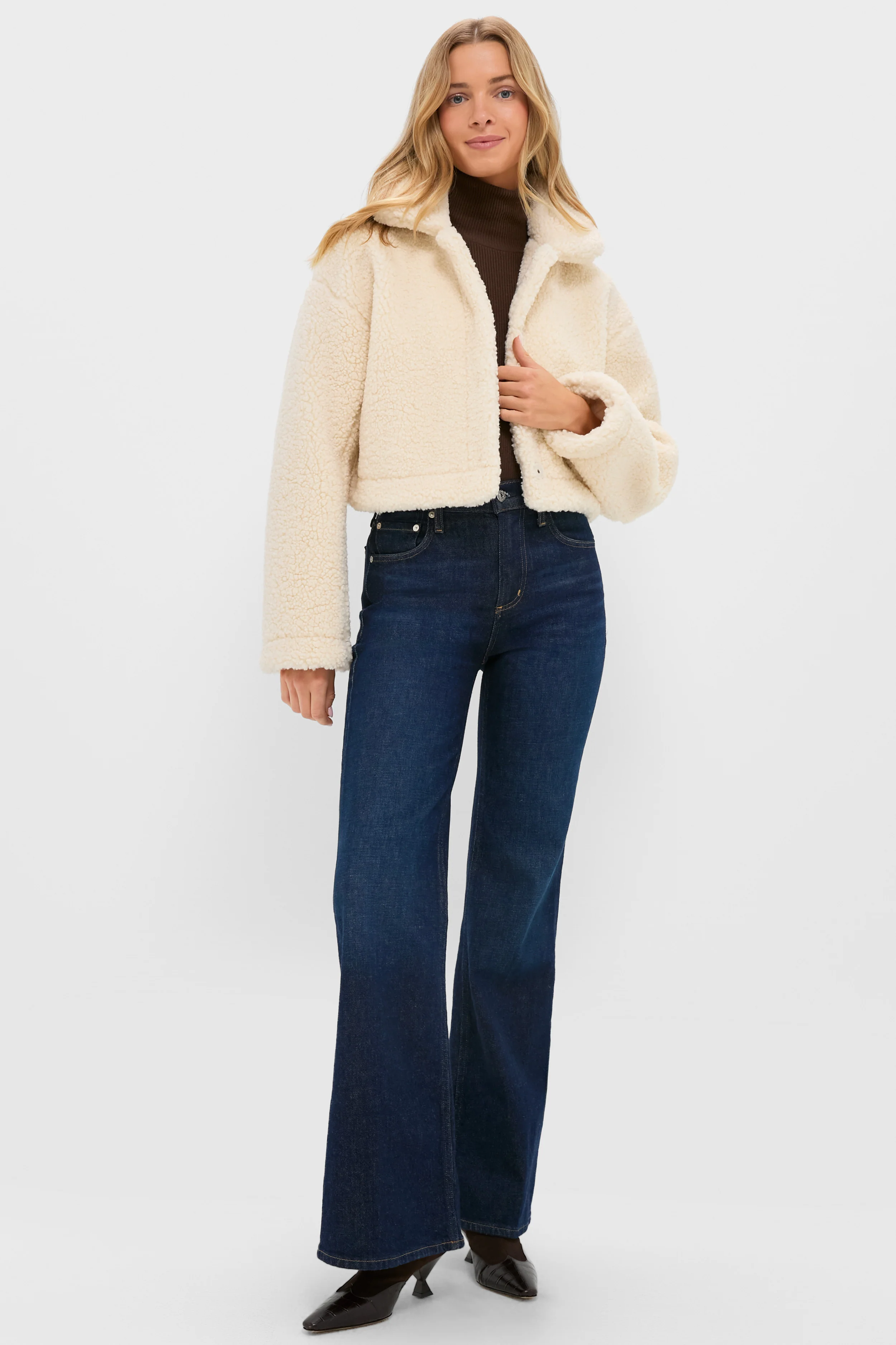 Cream Sherpa Sara Crop Jacket - Image 6