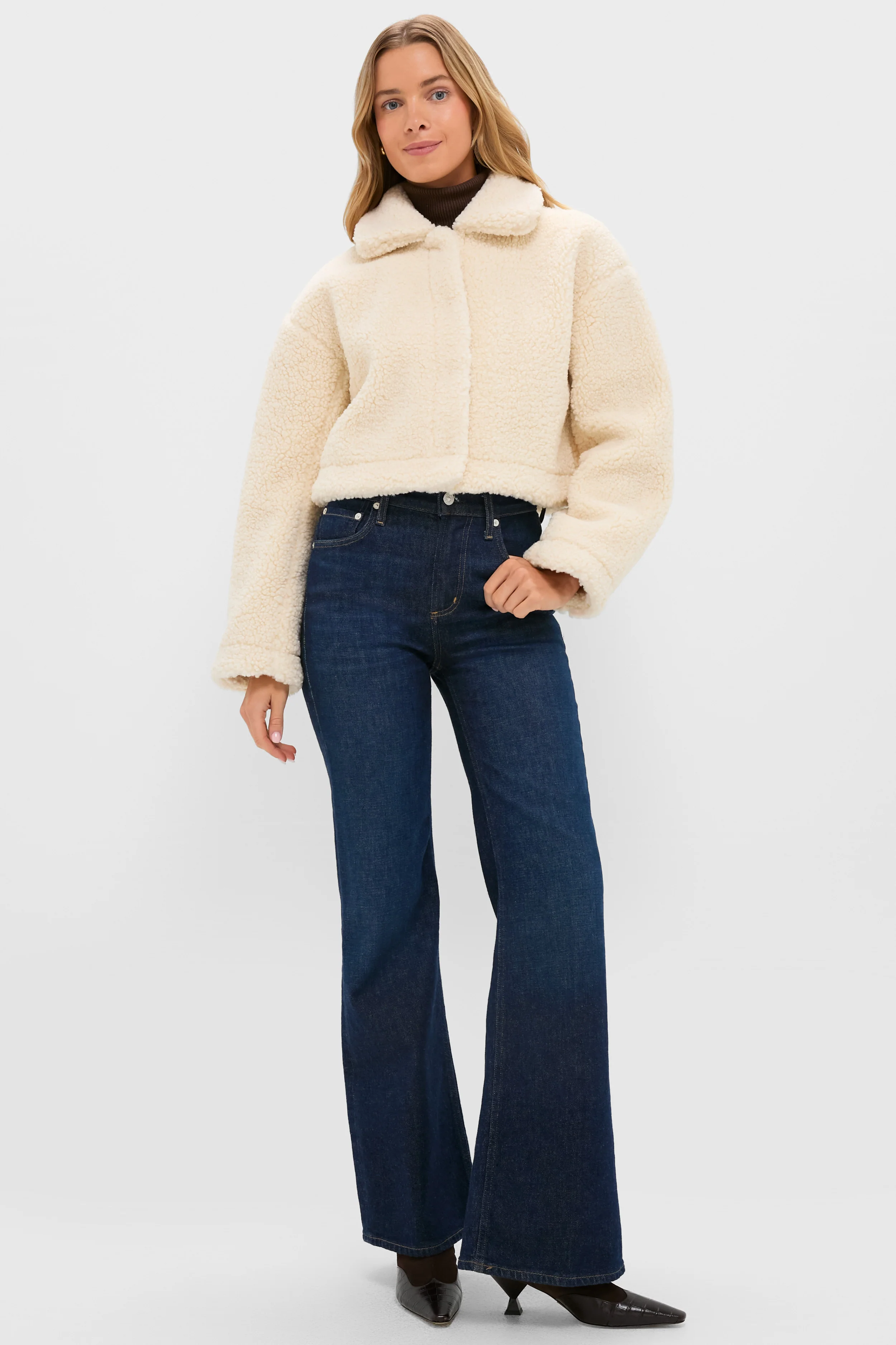 Cream Sherpa Sara Crop Jacket - Image 7