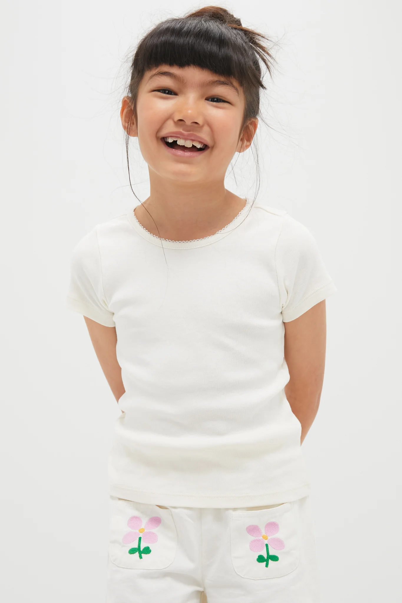 Cream Short Sleeve Seesaw Rib T-Shirt - Image 2