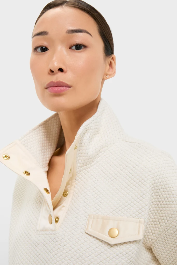 Cream Snap Neck Brooke Pullover - Image 2