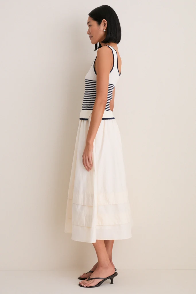 Exclusive Cream Striped Midi Dress - Image 3