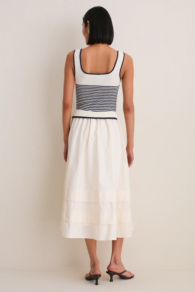 Exclusive Cream Striped Midi Dress - Image 4