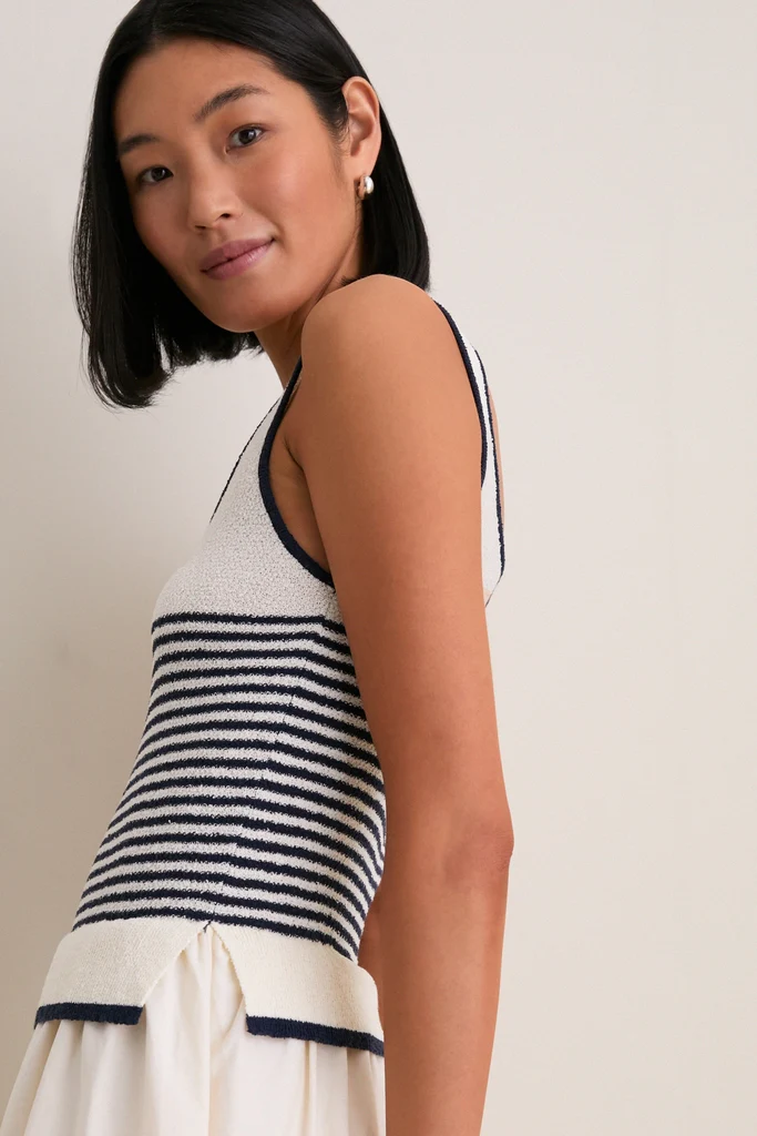 Exclusive Cream Striped Midi Dress - Image 5