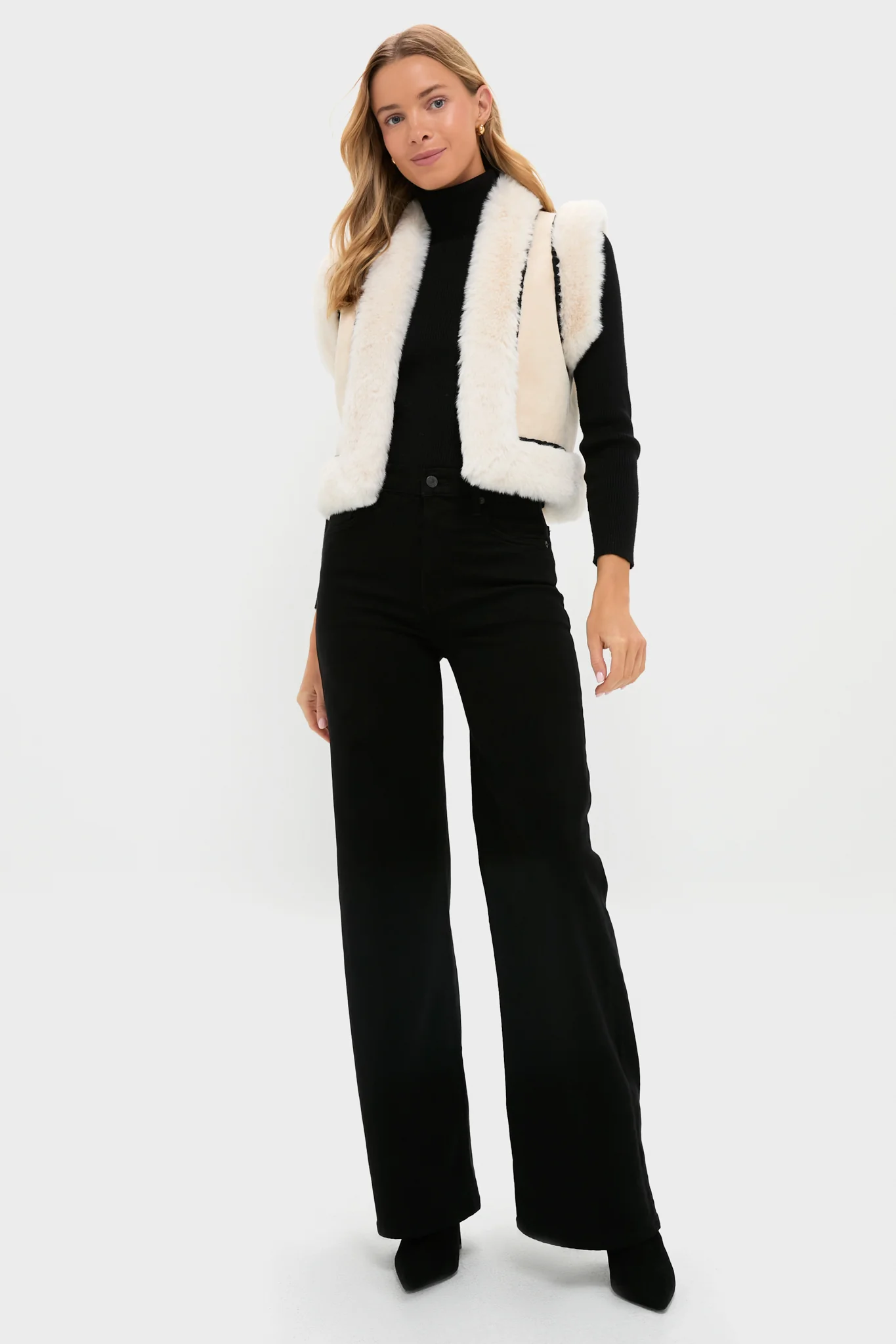 Cream Suede Cropped Chamonix Vest - Image 6