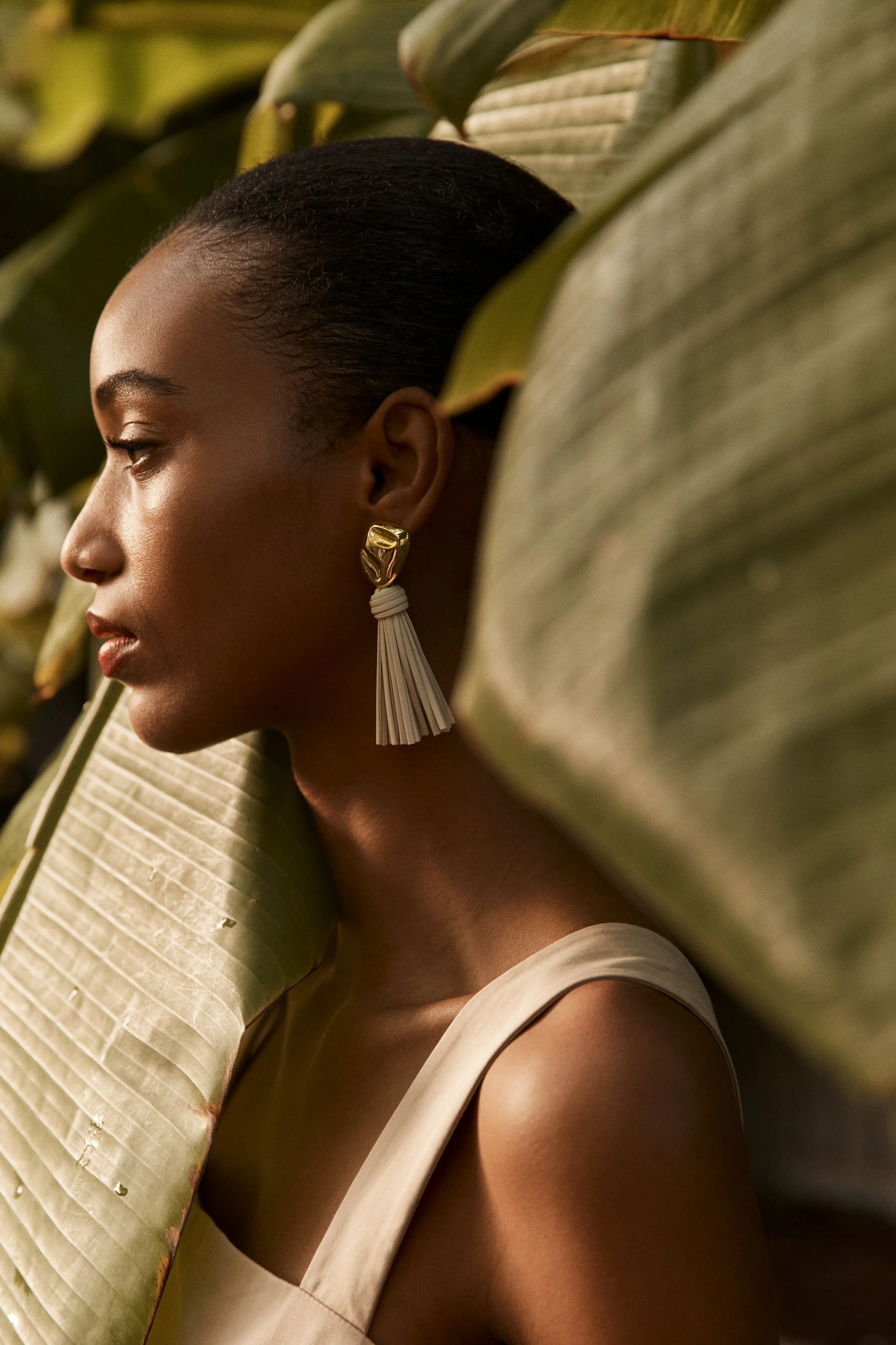 Cream Tassel Athena Earrings - Image 2