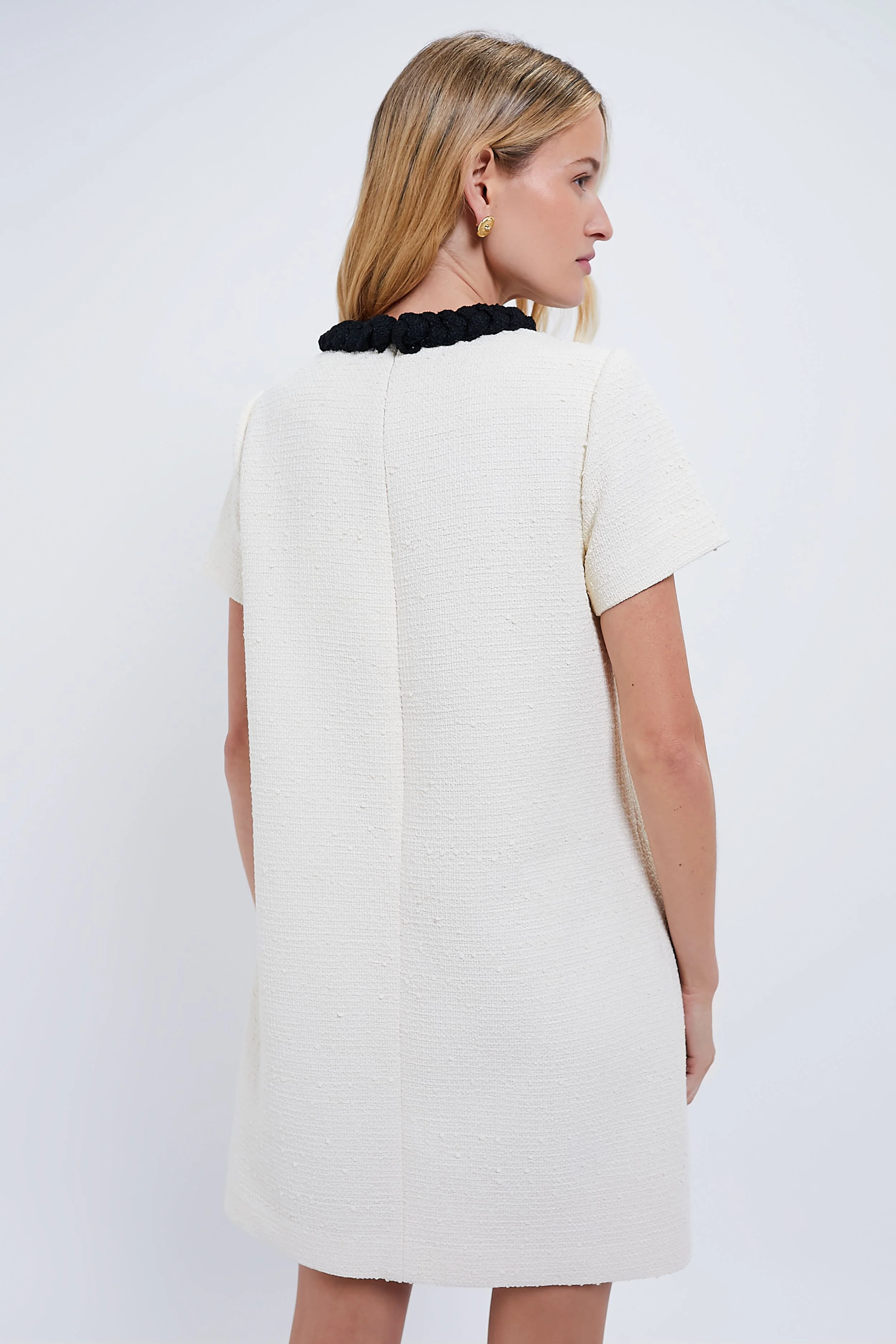 Cream Tweed Short Sleeve Jackie Dress - Image 4