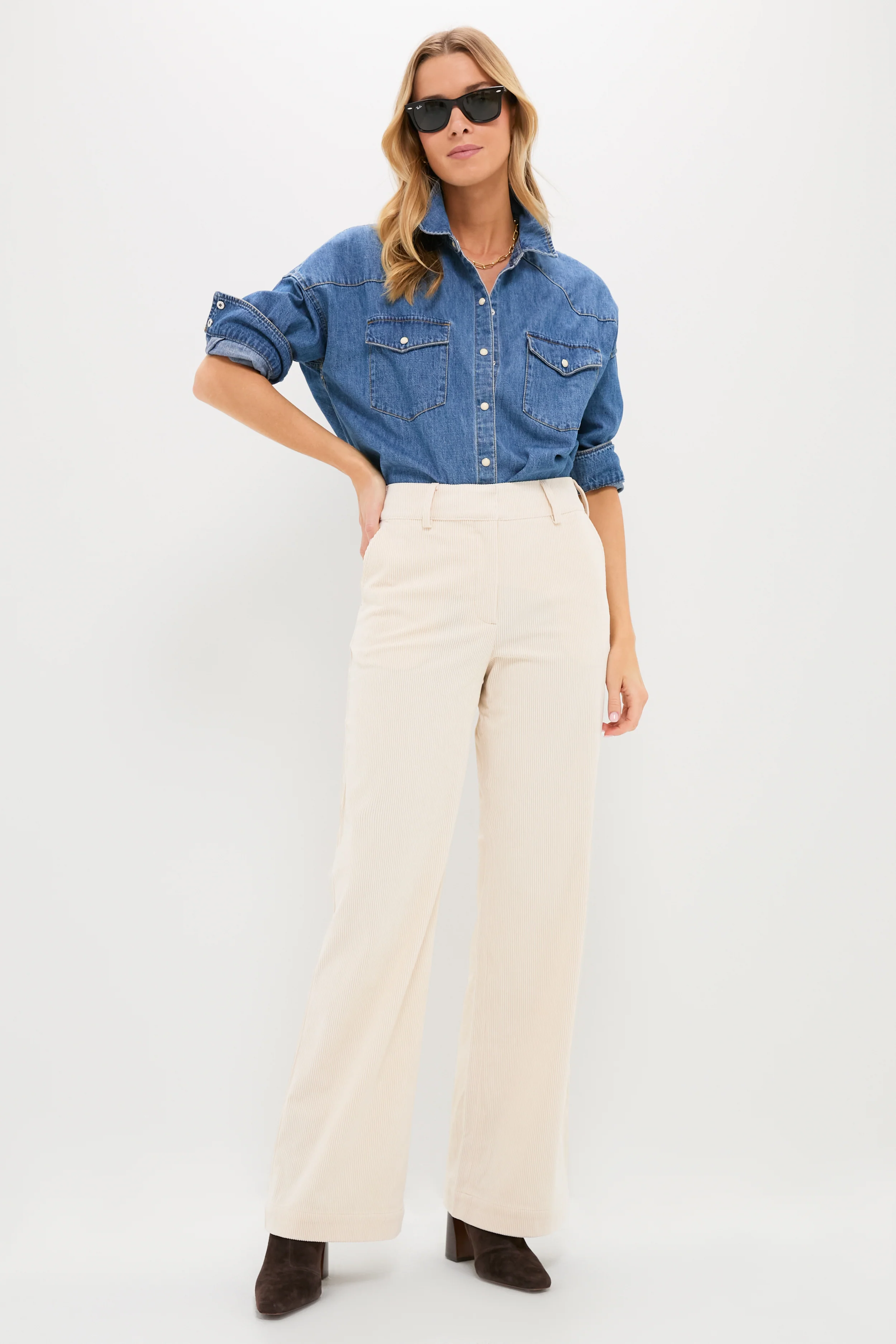Cream Wide Wale Corduroy Hunter Pants - Image 6