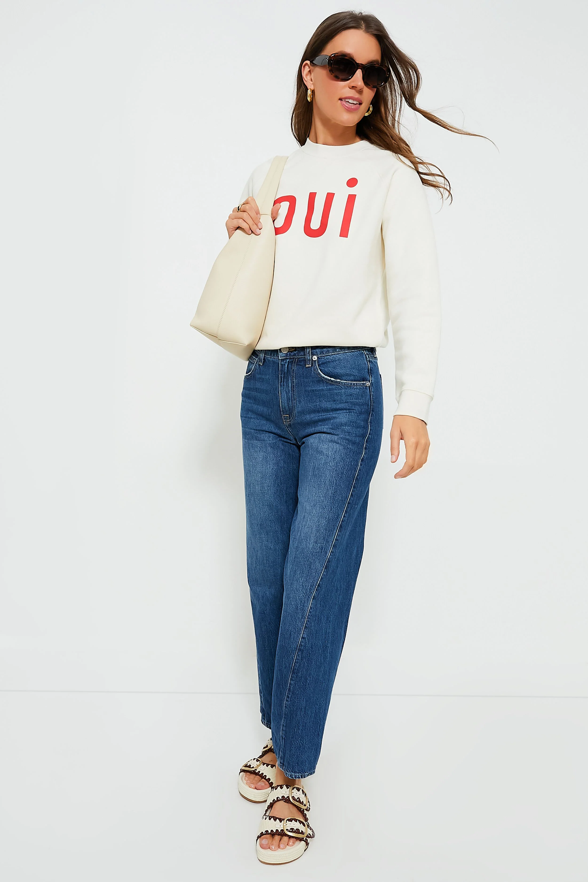 Cream with Bright Poppy Oui Sweatshirt - Image 2