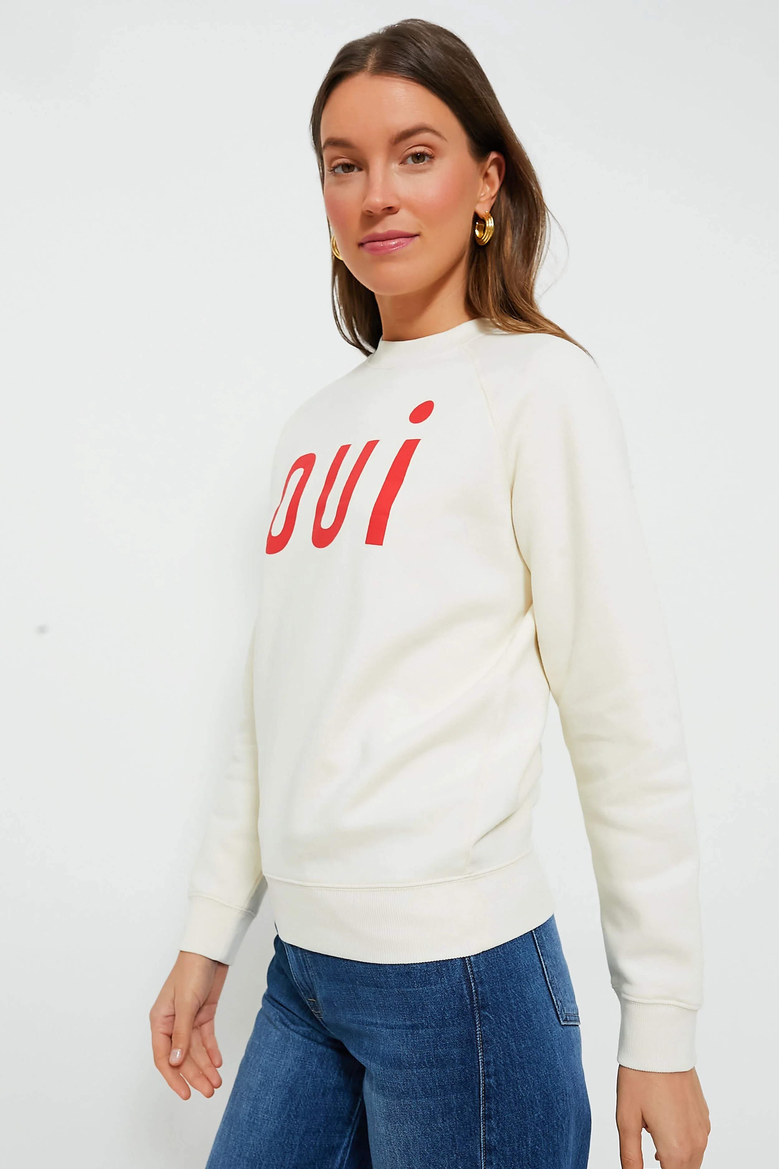 Cream with Bright Poppy Oui Sweatshirt - Image 3