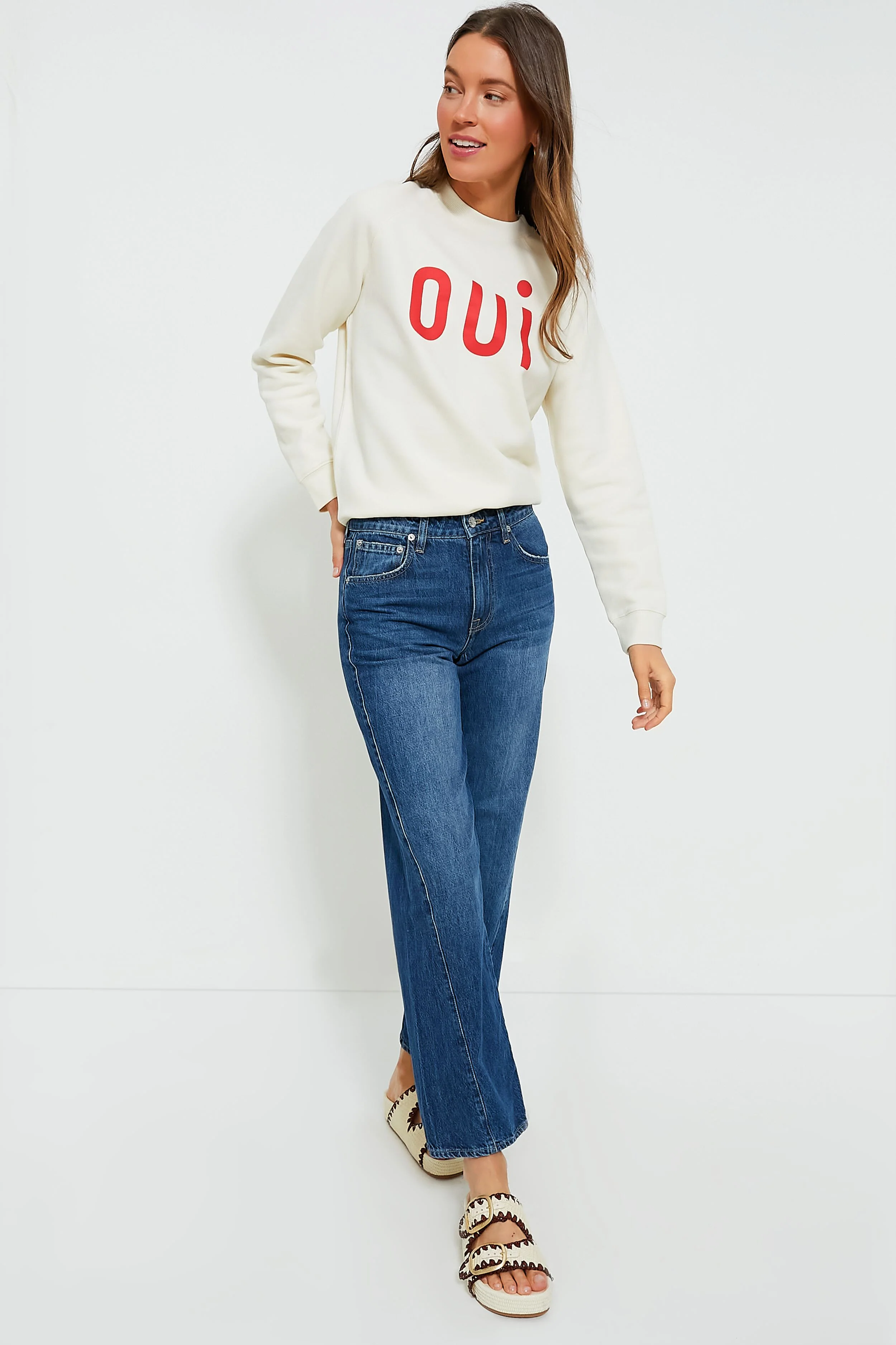 Cream with Bright Poppy Oui Sweatshirt - Image 6
