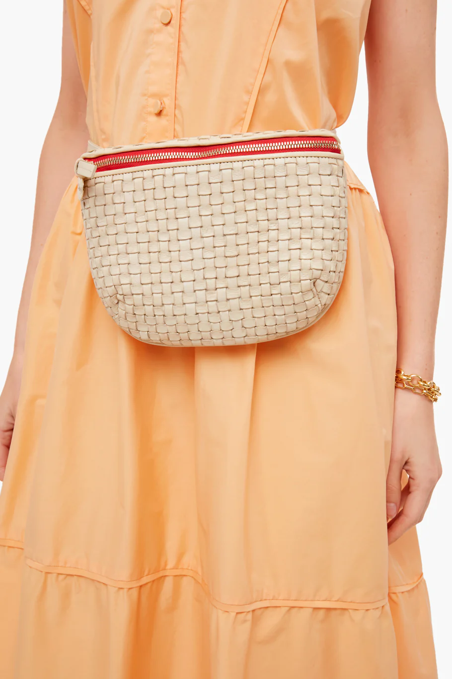 Cream Woven Checker Fanny Pack - Image 2
