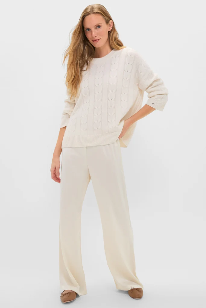 Creme Barb Wide Leg Pants - Image 6