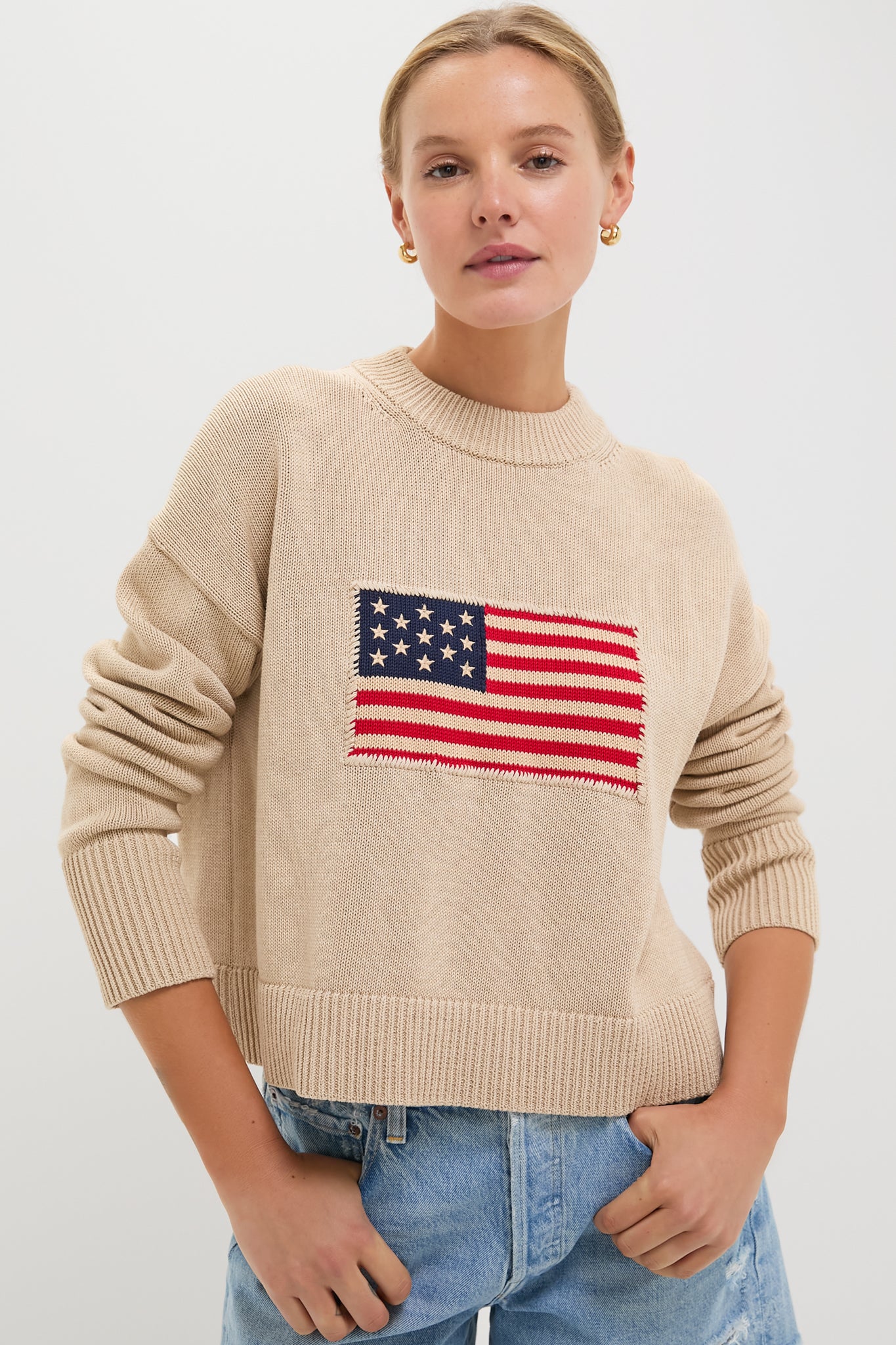 Cropped Beachwood Cotton Americana Sweater - Image 2