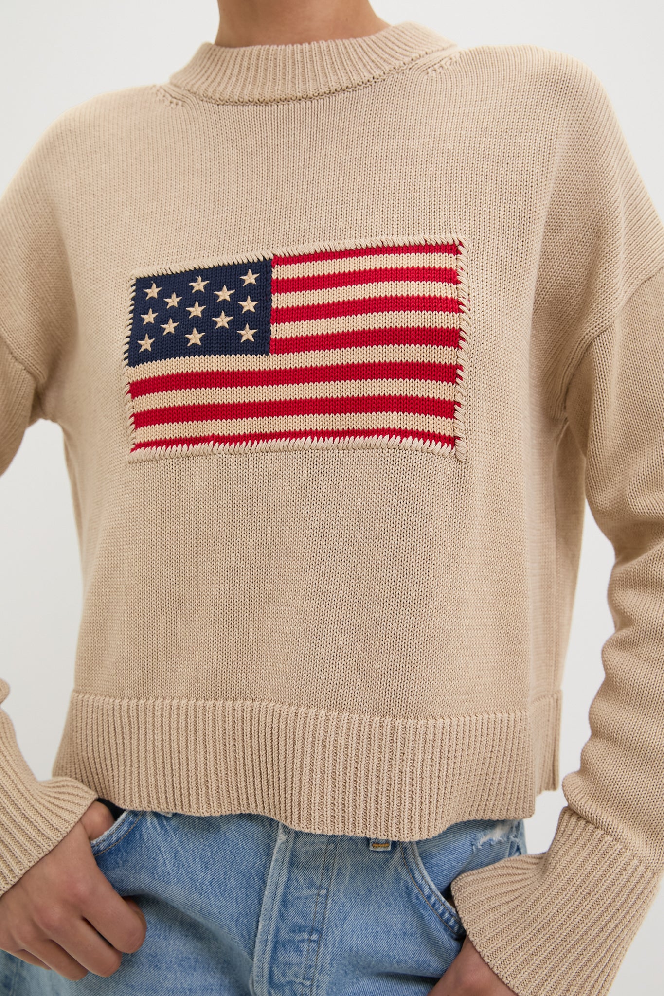 Cropped Beachwood Cotton Americana Sweater - Image 5