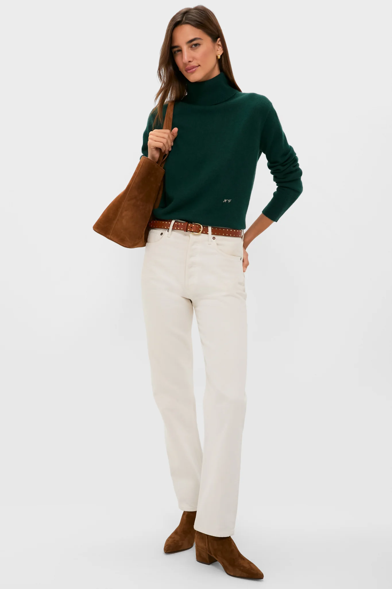Estate Green Cashmere Turtleneck Sweater - Image 2
