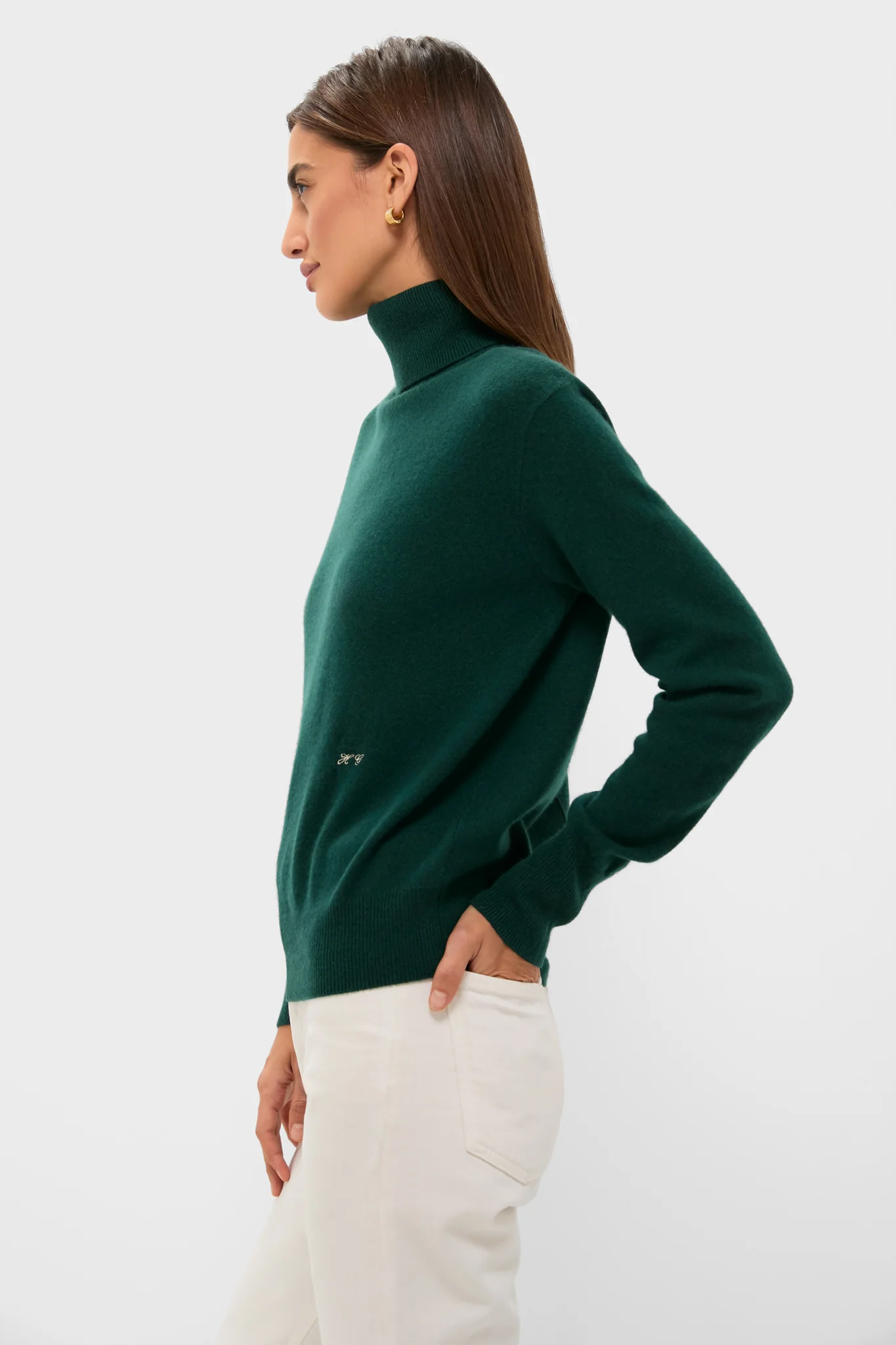 Estate Green Cashmere Turtleneck Sweater - Image 3