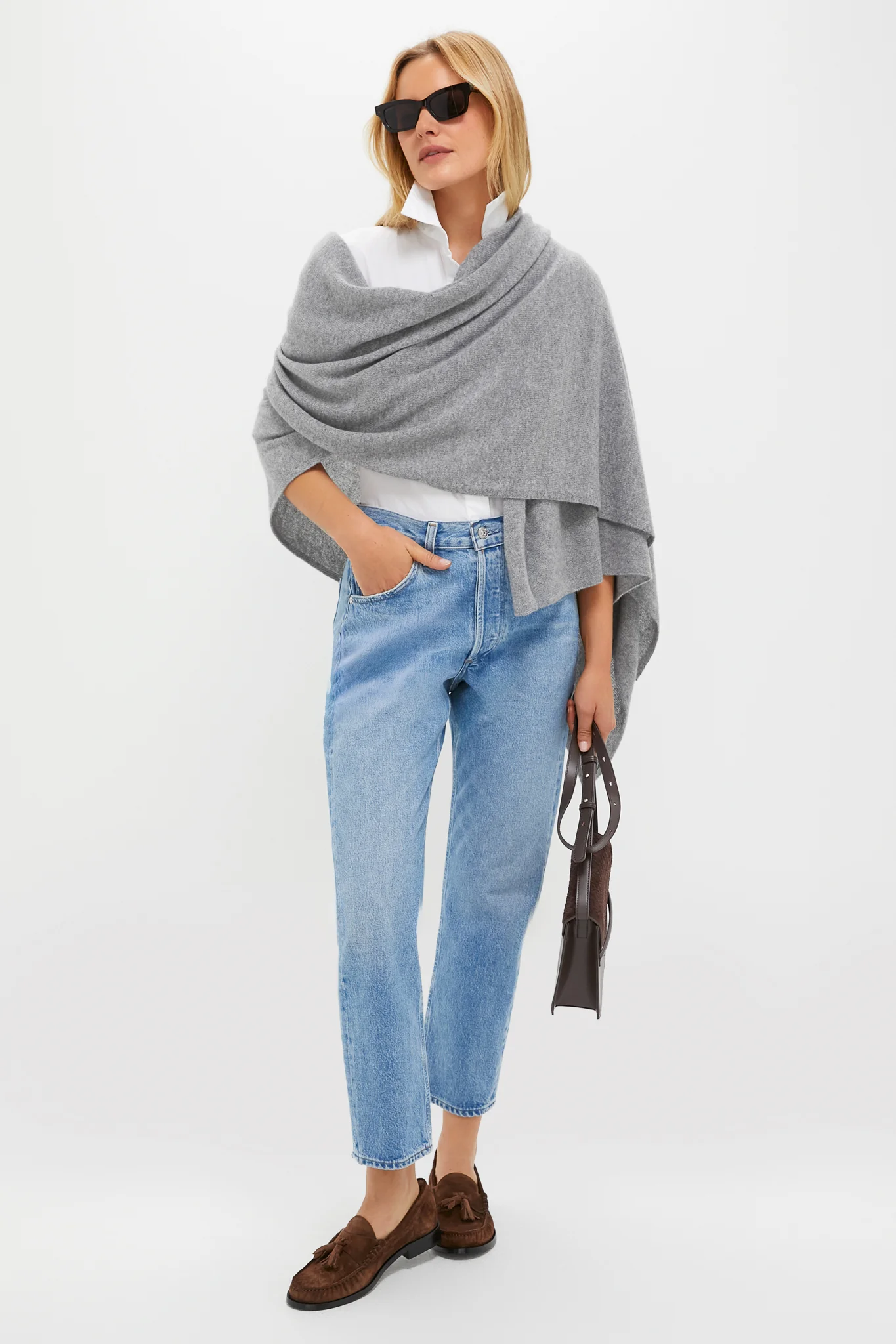 Shadow Gray Cashmere Blanket Scarf - Image 2