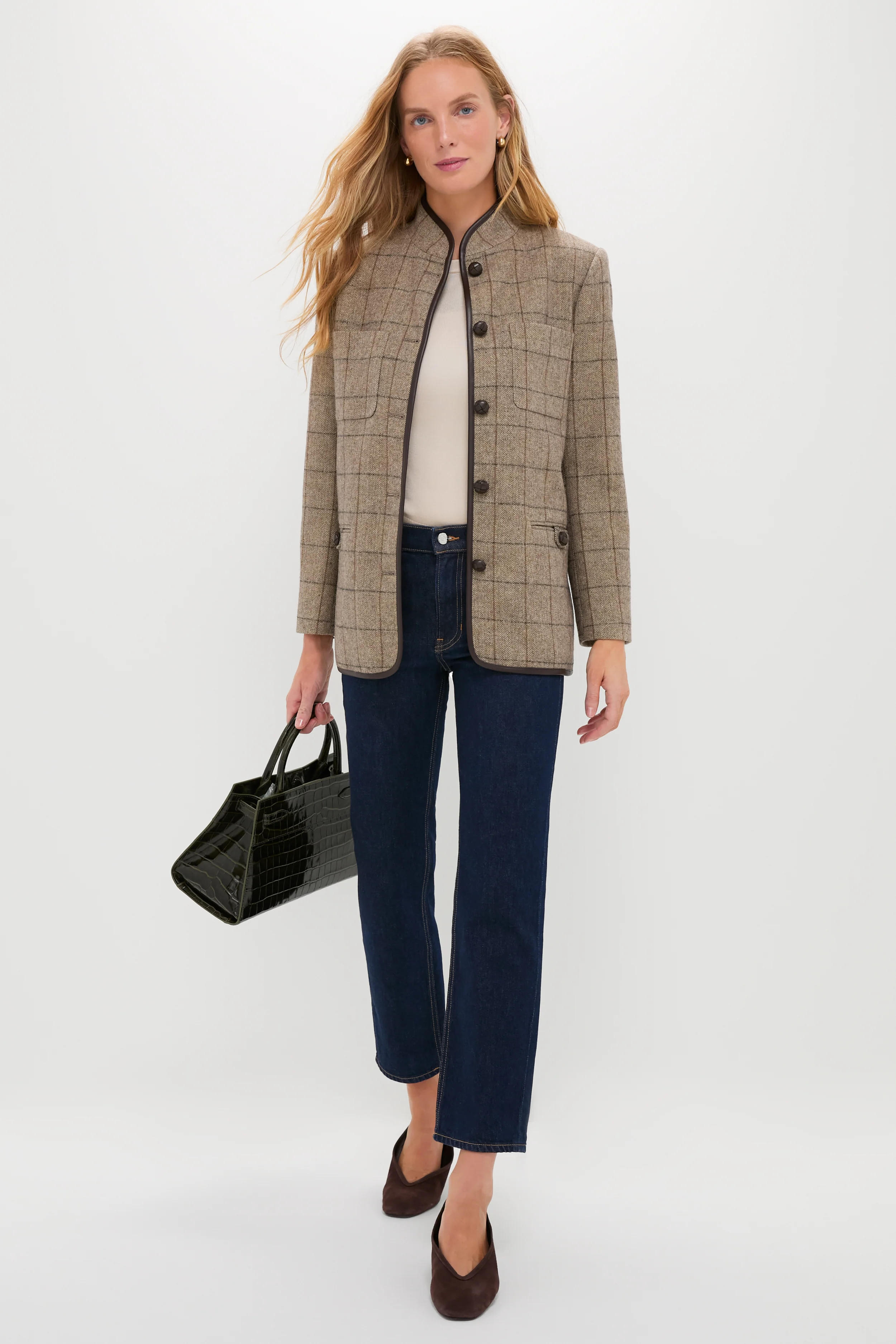 Cypress Croc Embossed Veronica Beard Dash Bag - Image 3