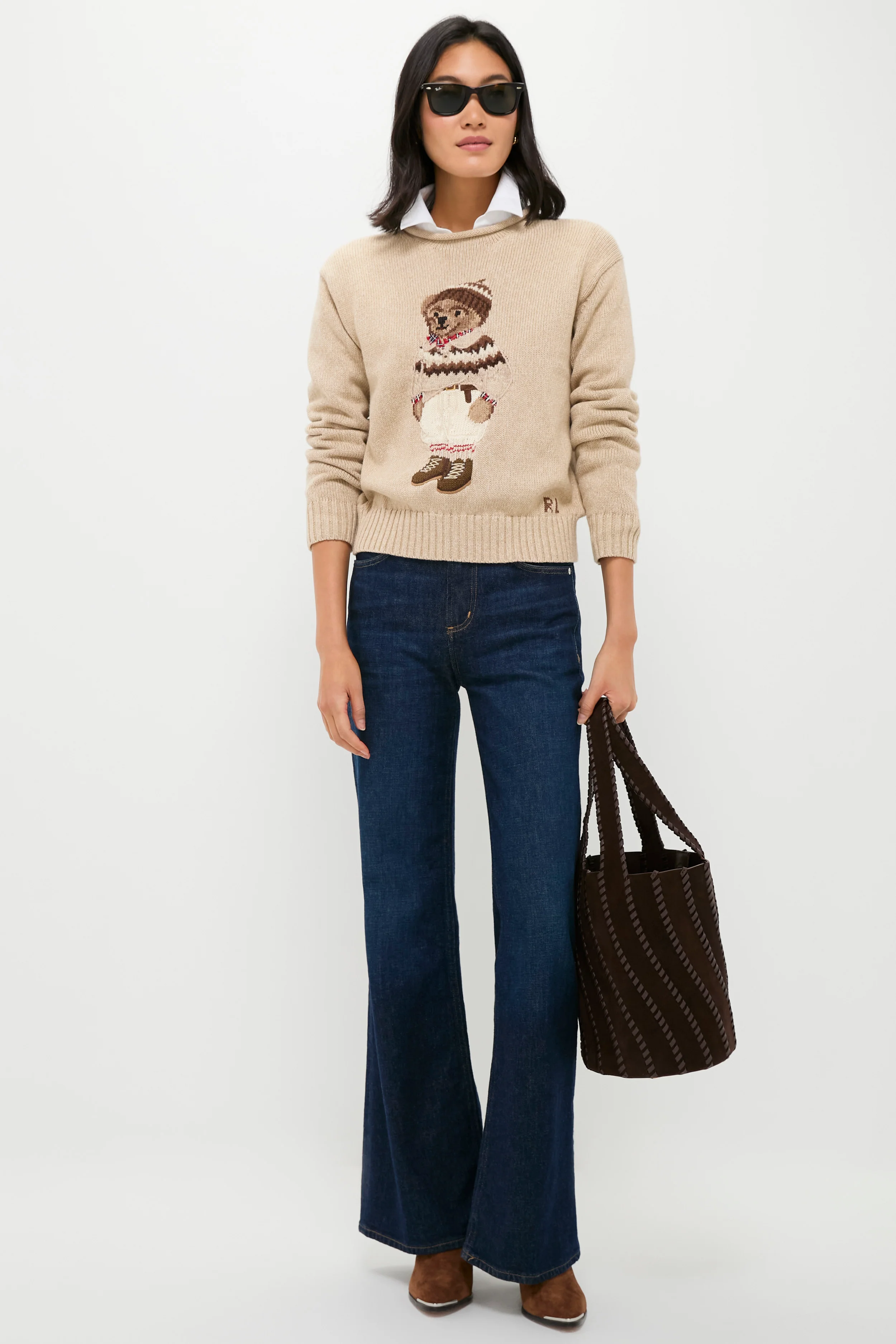 Dark Almond Marl Polo Bear Crewneck Sweater - Image 2