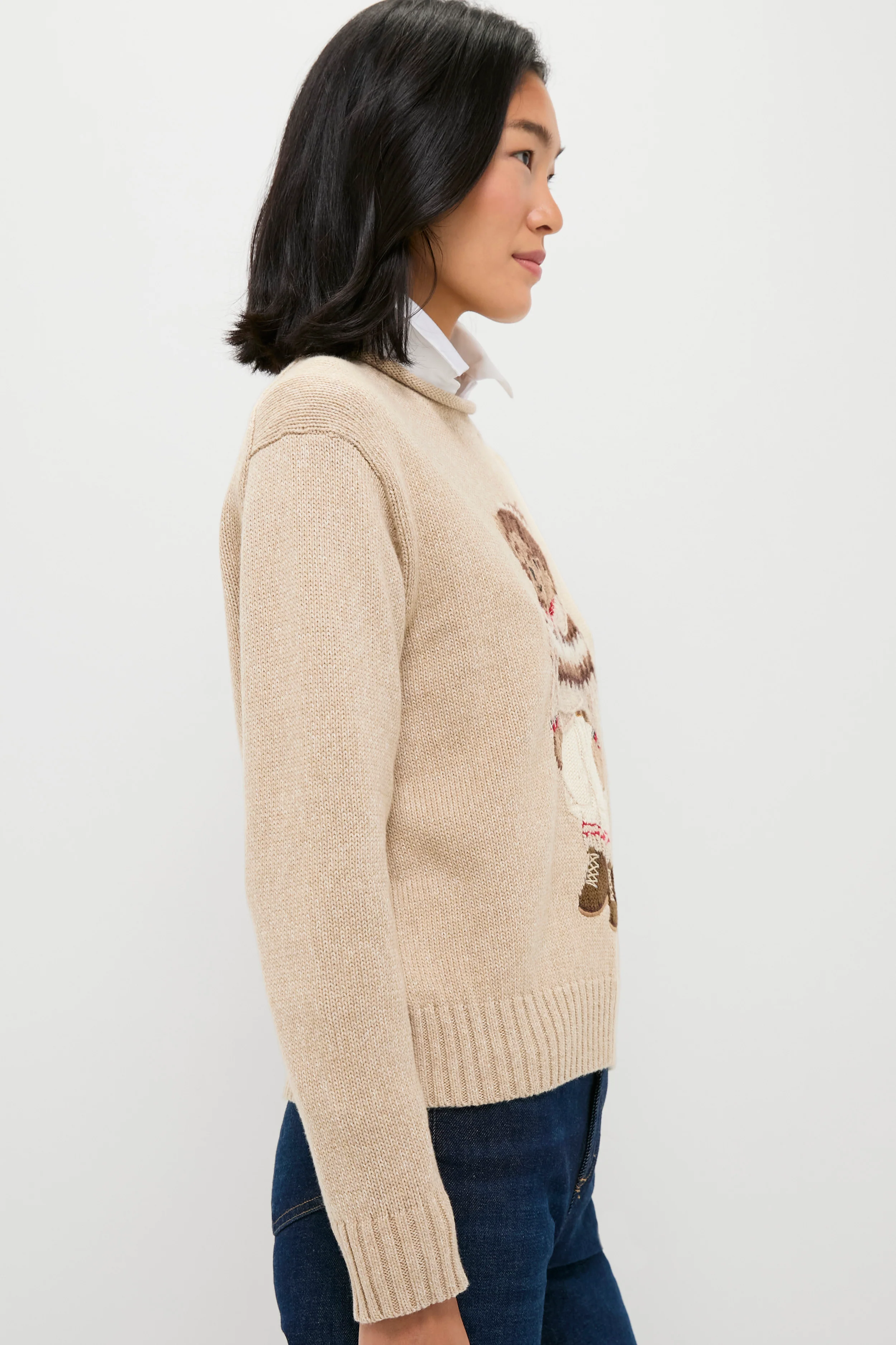 Dark Almond Marl Polo Bear Crewneck Sweater - Image 3