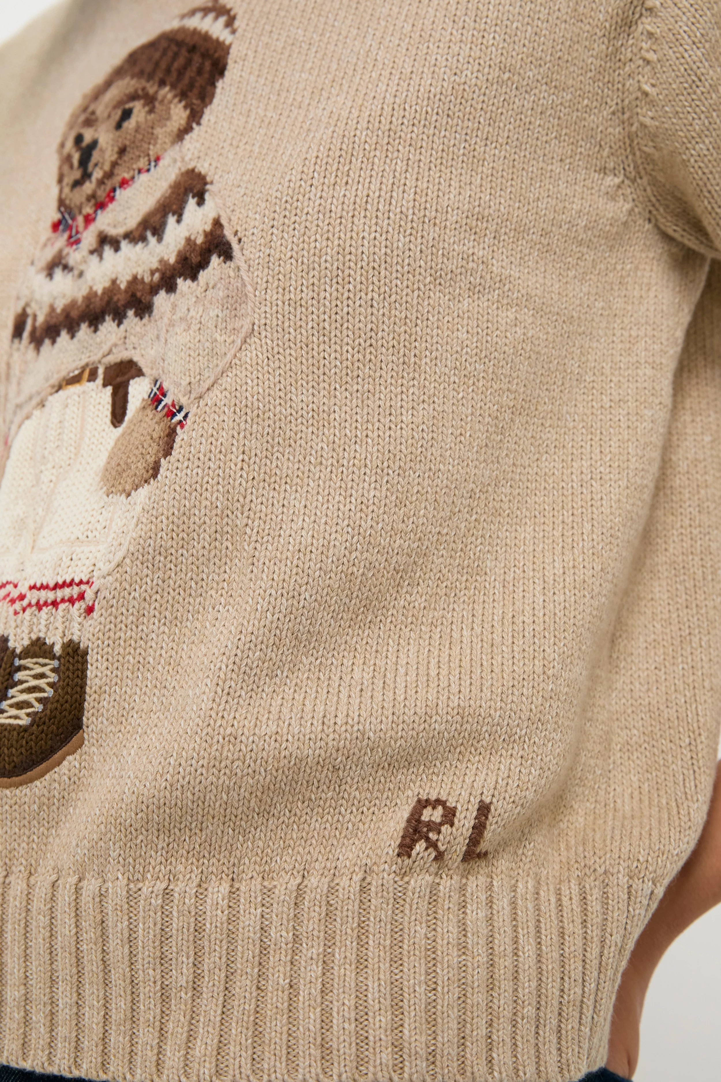 Dark Almond Marl Polo Bear Crewneck Sweater - Image 5