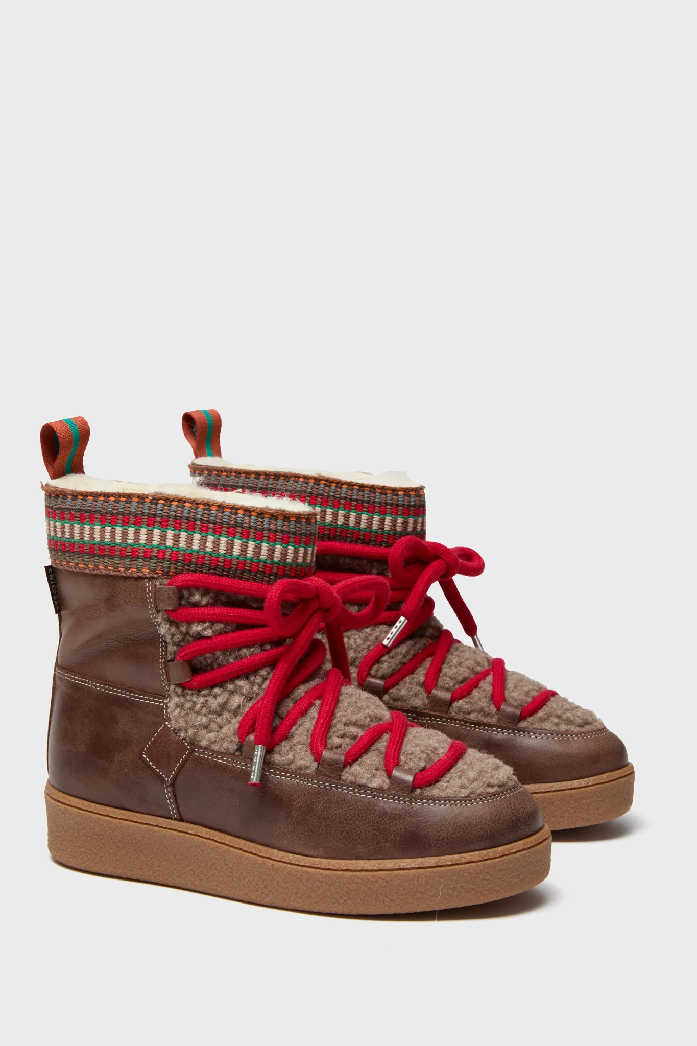 Dark Brown and Multi Cosmos Leather Wool-Lined Boots - Image 4