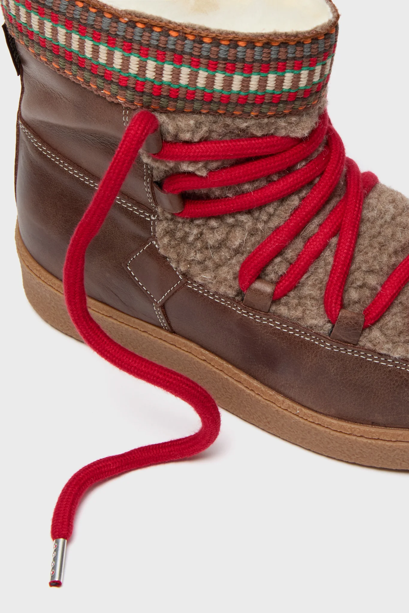 Dark Brown and Multi Cosmos Leather Wool-Lined Boots - Image 5