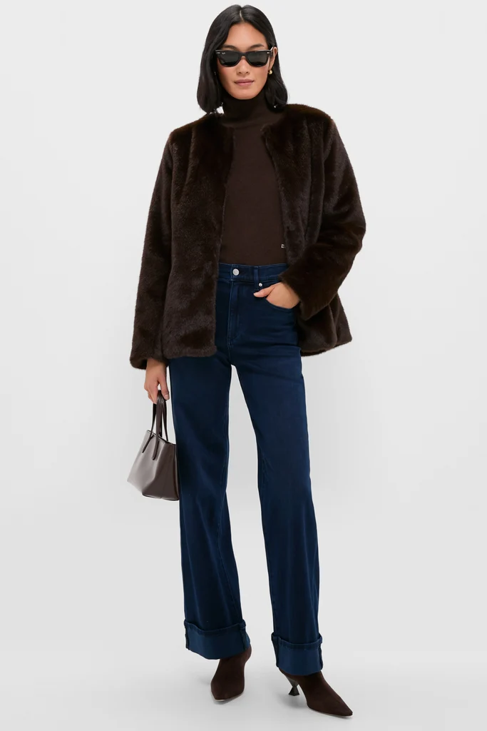 Dark Brown Cassidy Faux Fur Jacket - Image 2