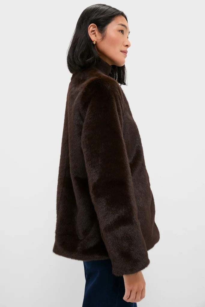 Dark Brown Cassidy Faux Fur Jacket - Image 3