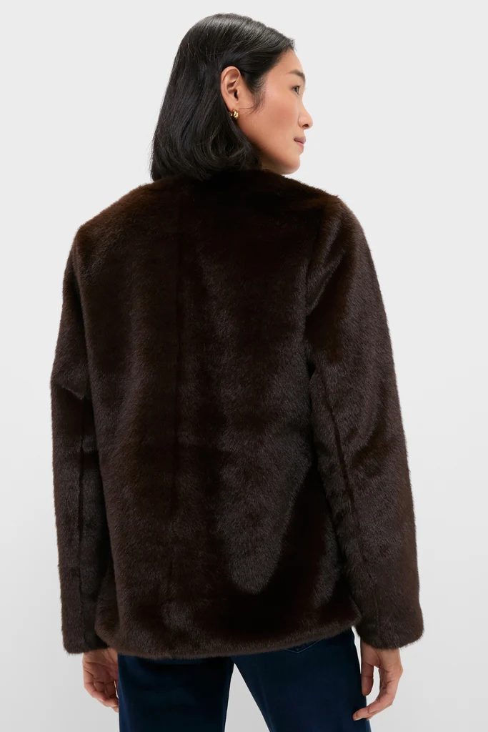 Dark Brown Cassidy Faux Fur Jacket - Image 4