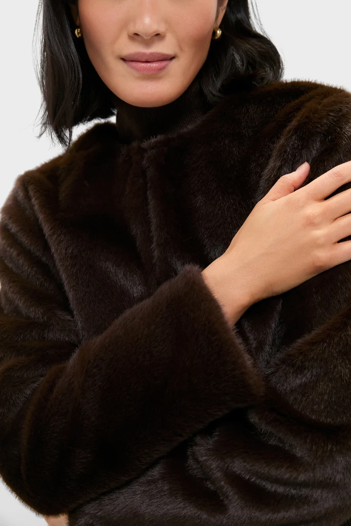 Dark Brown Cassidy Faux Fur Jacket - Image 5