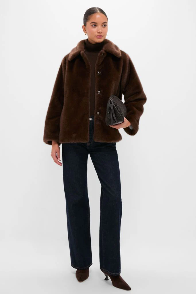 Dark Brown Faux Fur Brooke Cardigan - Image 2