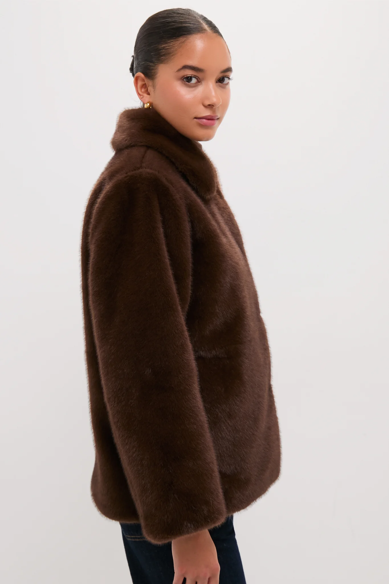 Dark Brown Faux Fur Brooke Cardigan - Image 3