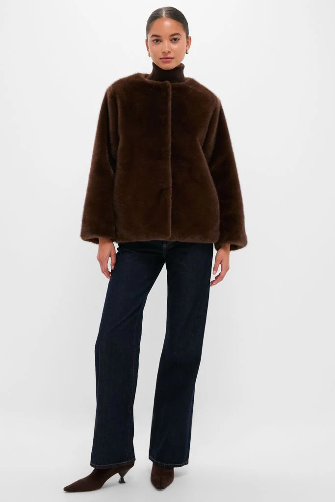 Dark Brown Faux Fur Brooke Cardigan - Image 6