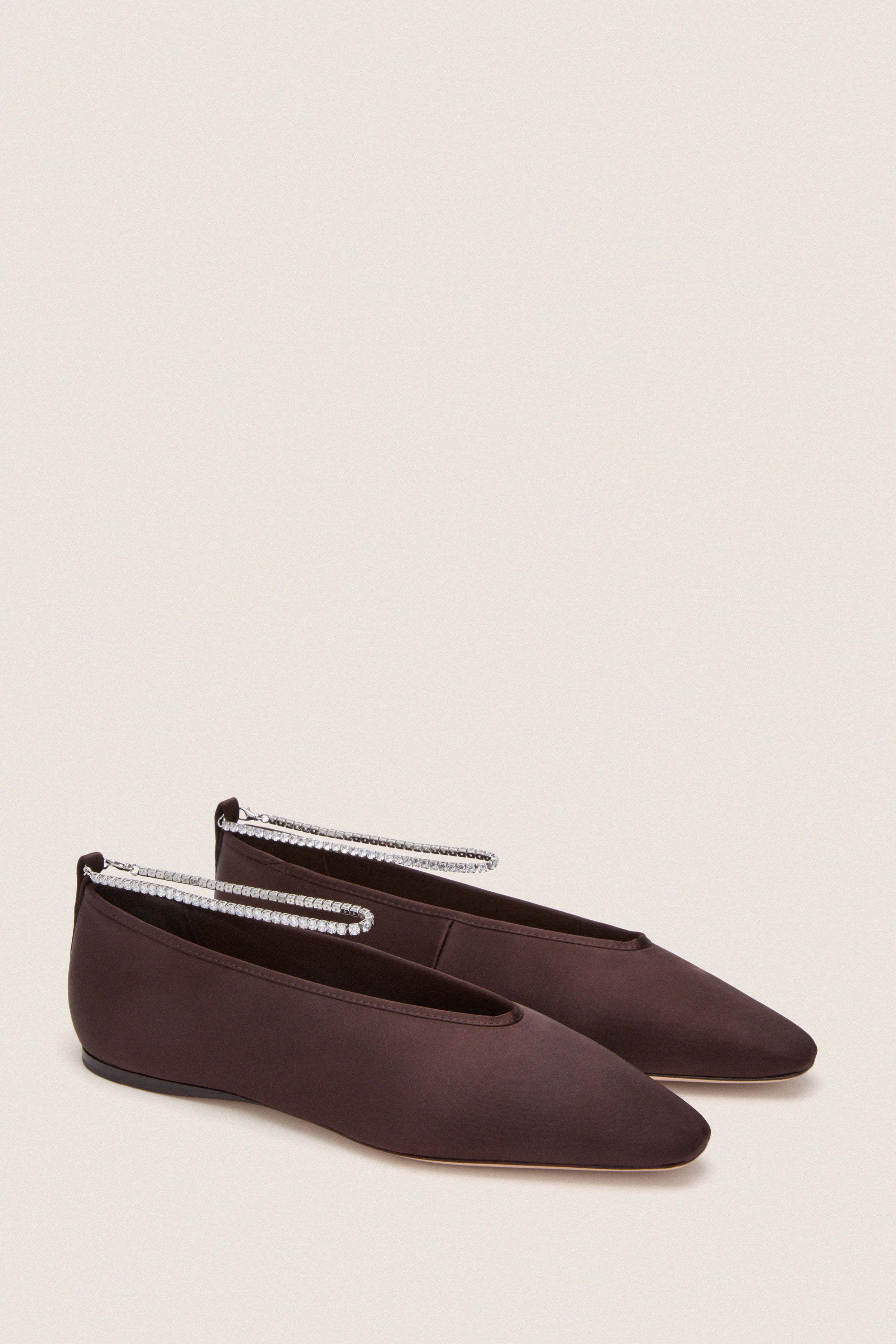 Dark Brown Satin with Crystals Emery Flats - Image 4