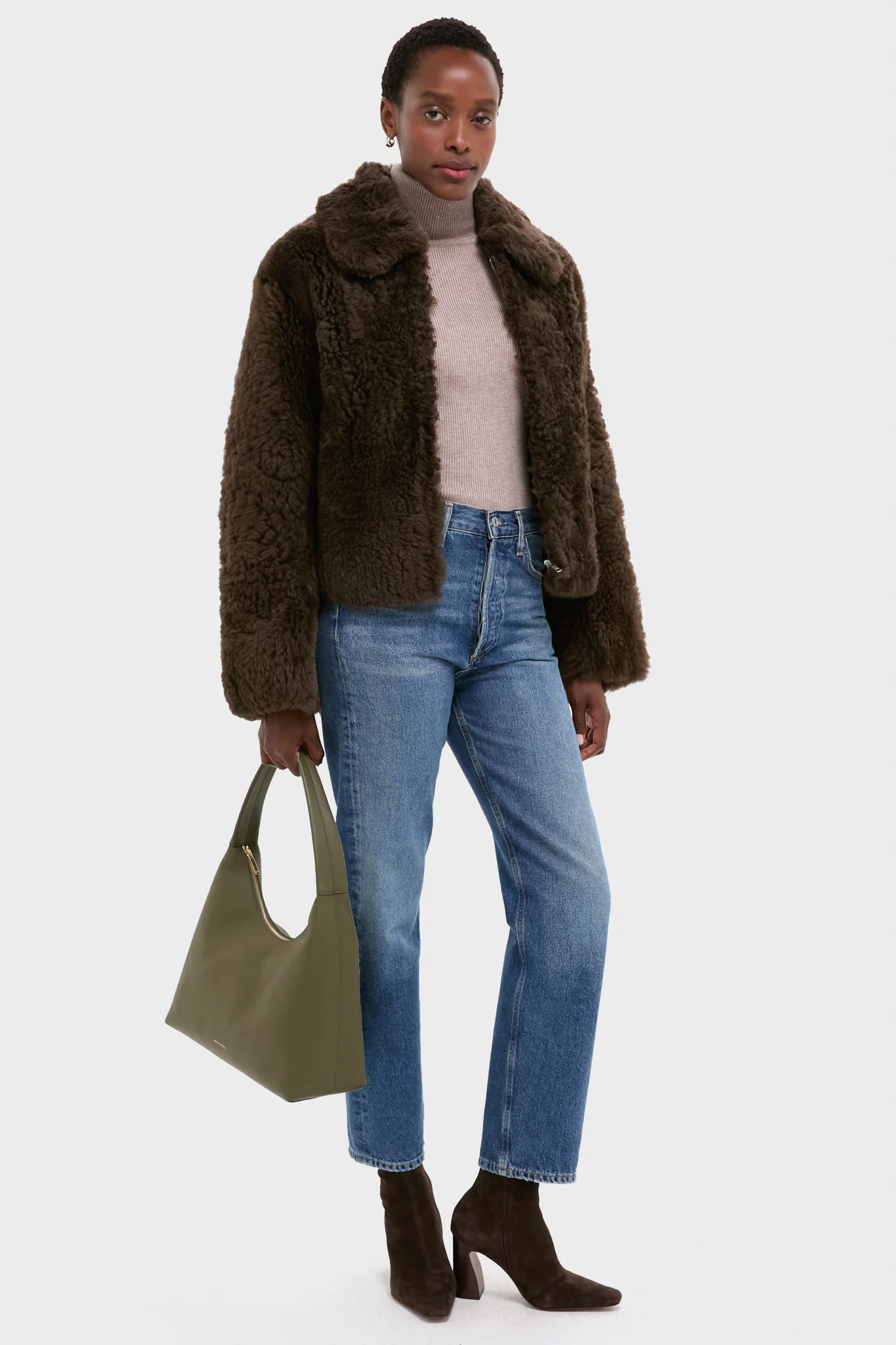 Dark Brown Shearling Kenzia Jacket - Image 2