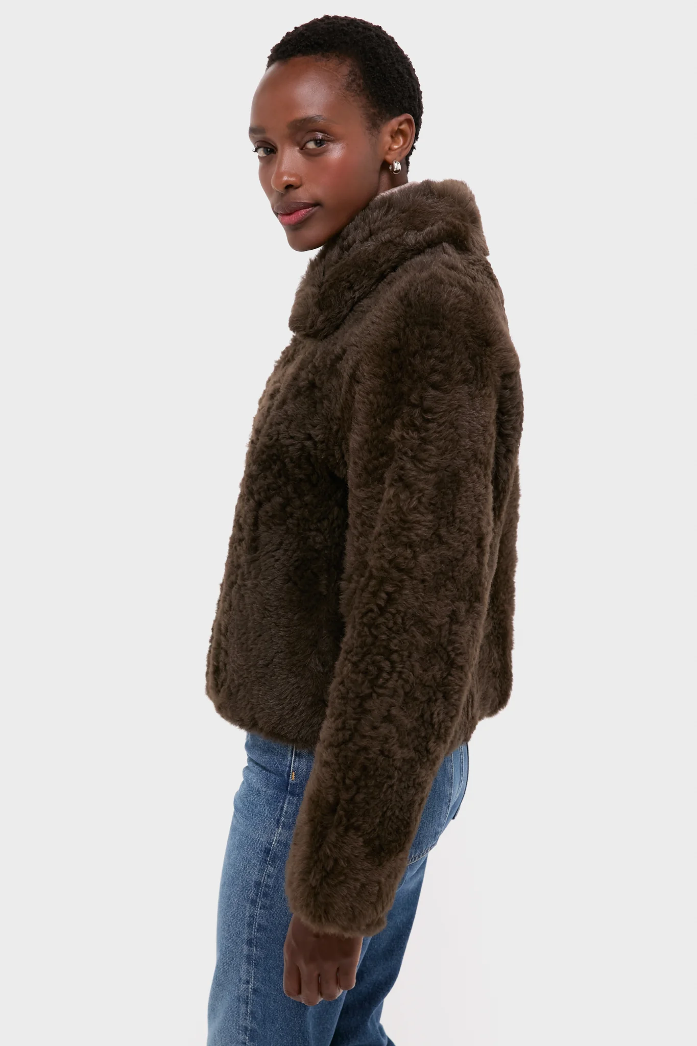 Dark Brown Shearling Kenzia Jacket - Image 3