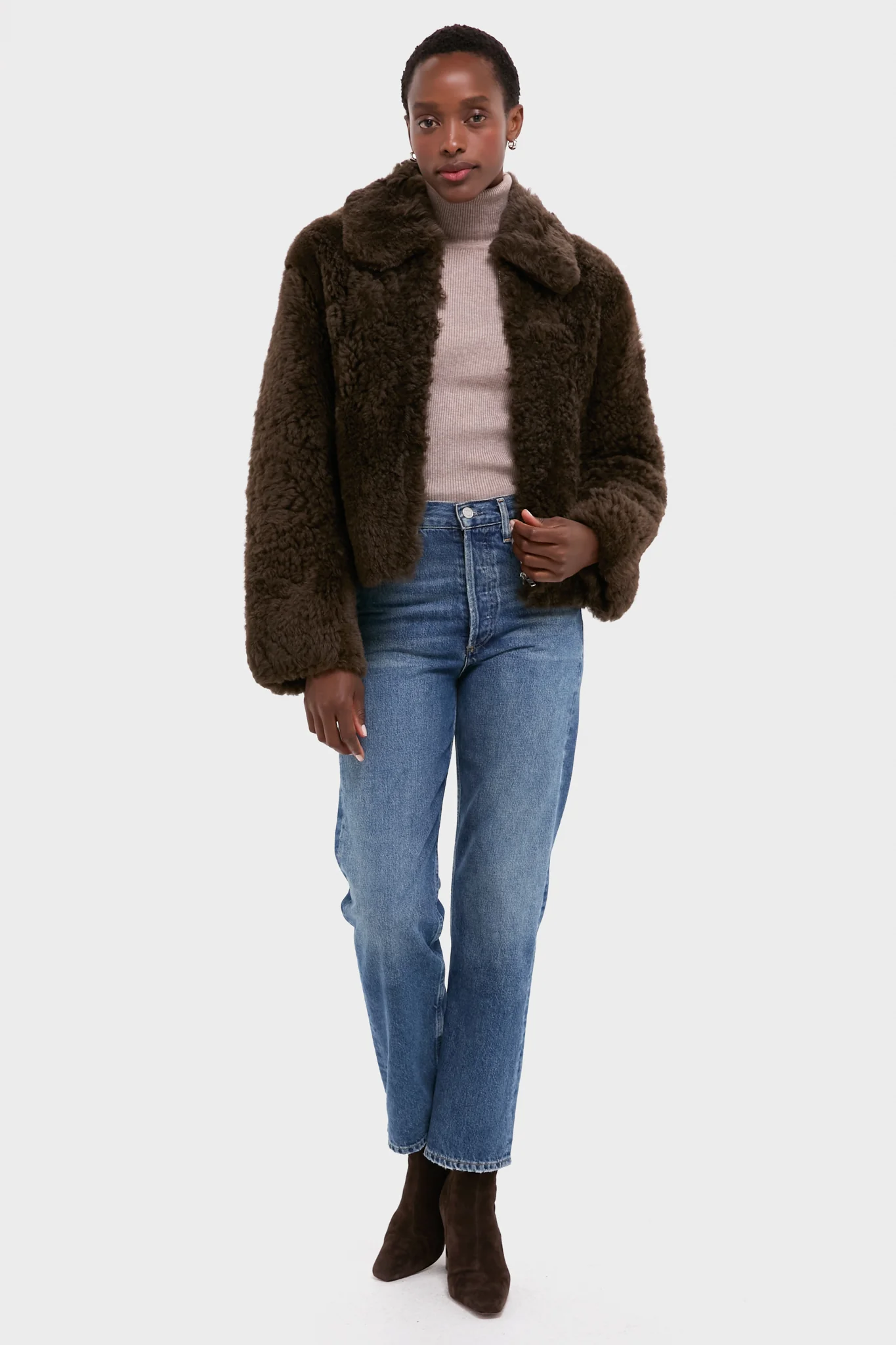 Dark Brown Shearling Kenzia Jacket - Image 6