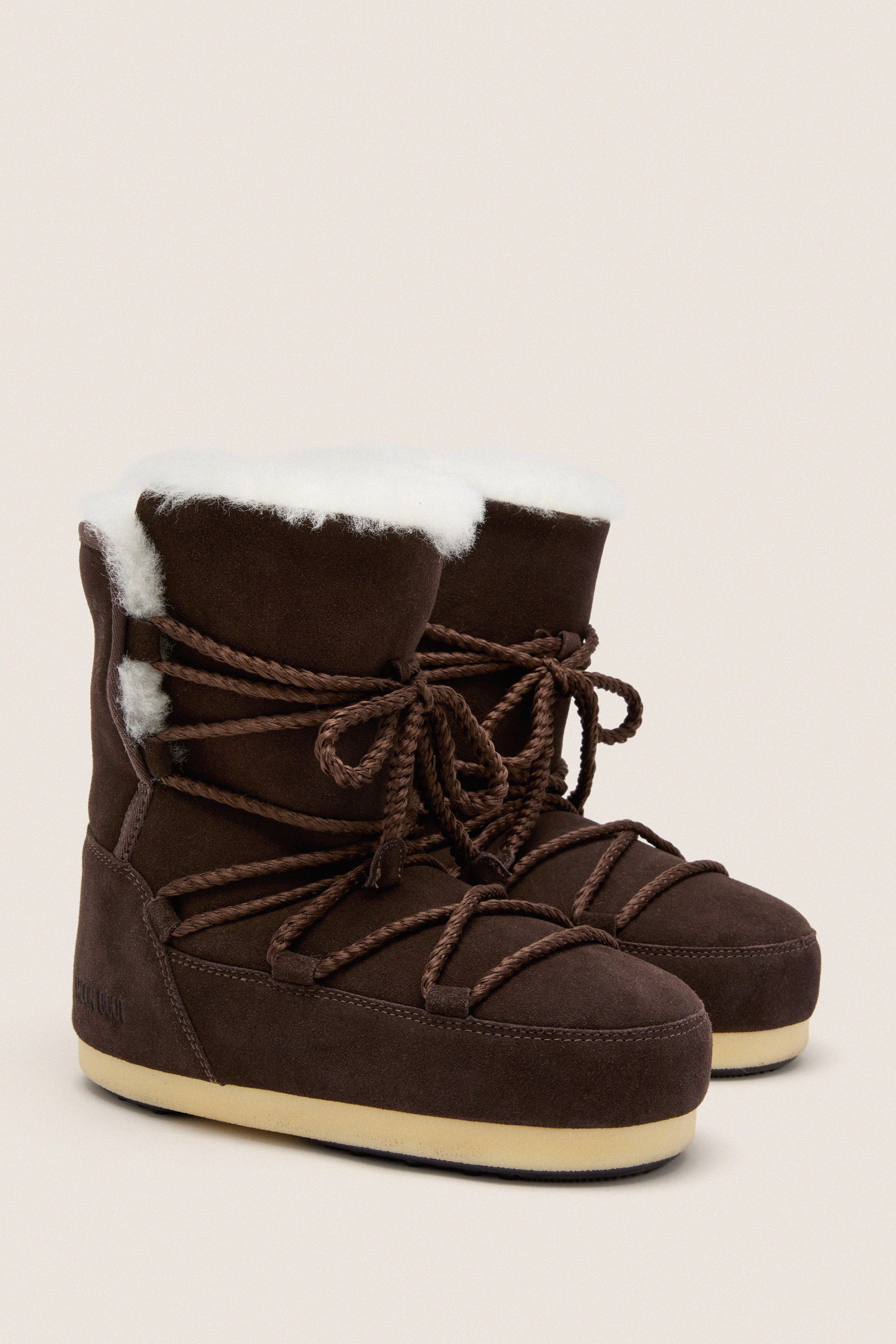 Dark Brown Suede Shearling Evx Boots - Image 4