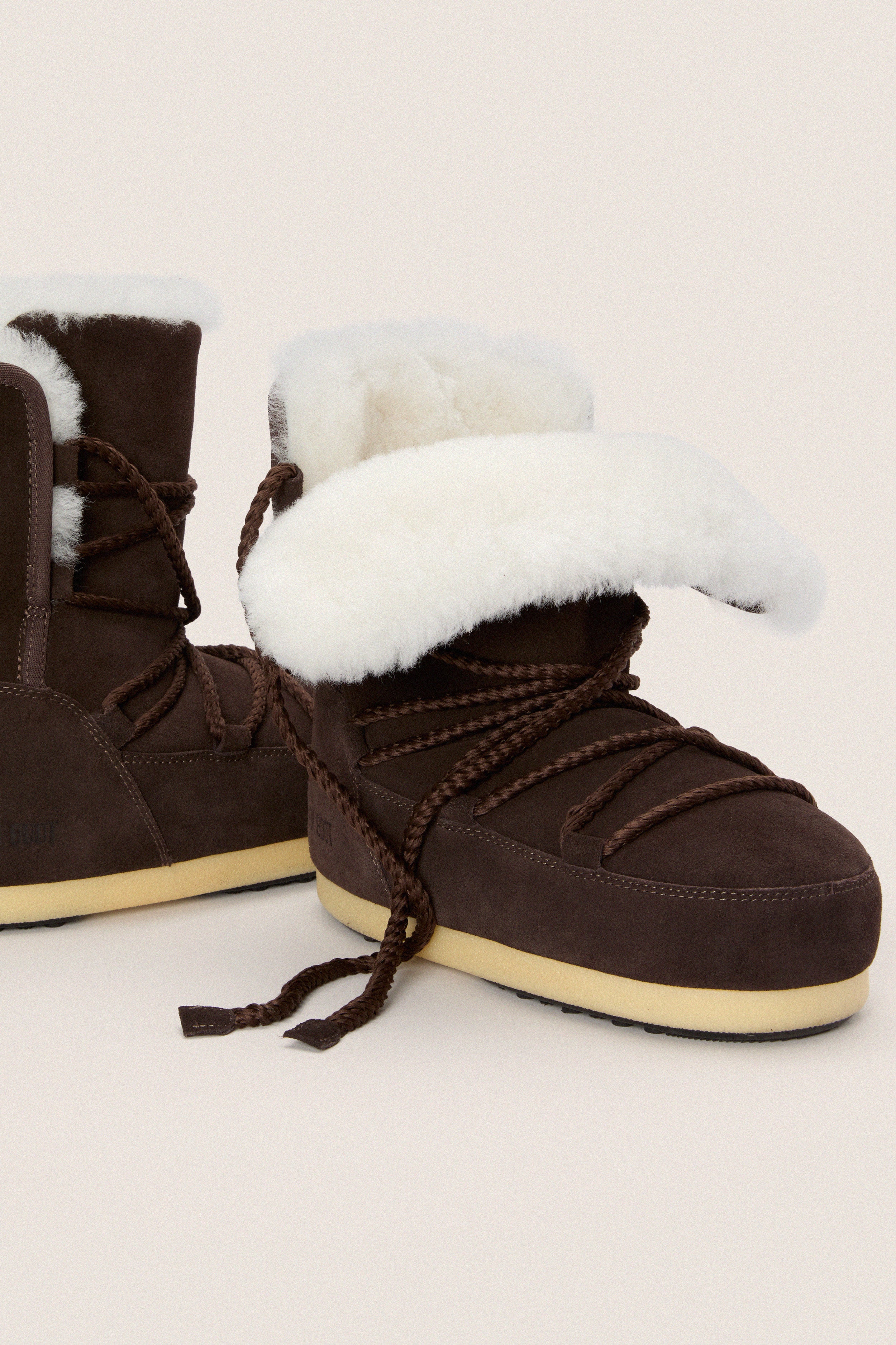 Dark Brown Suede Shearling Evx Boots - Image 5