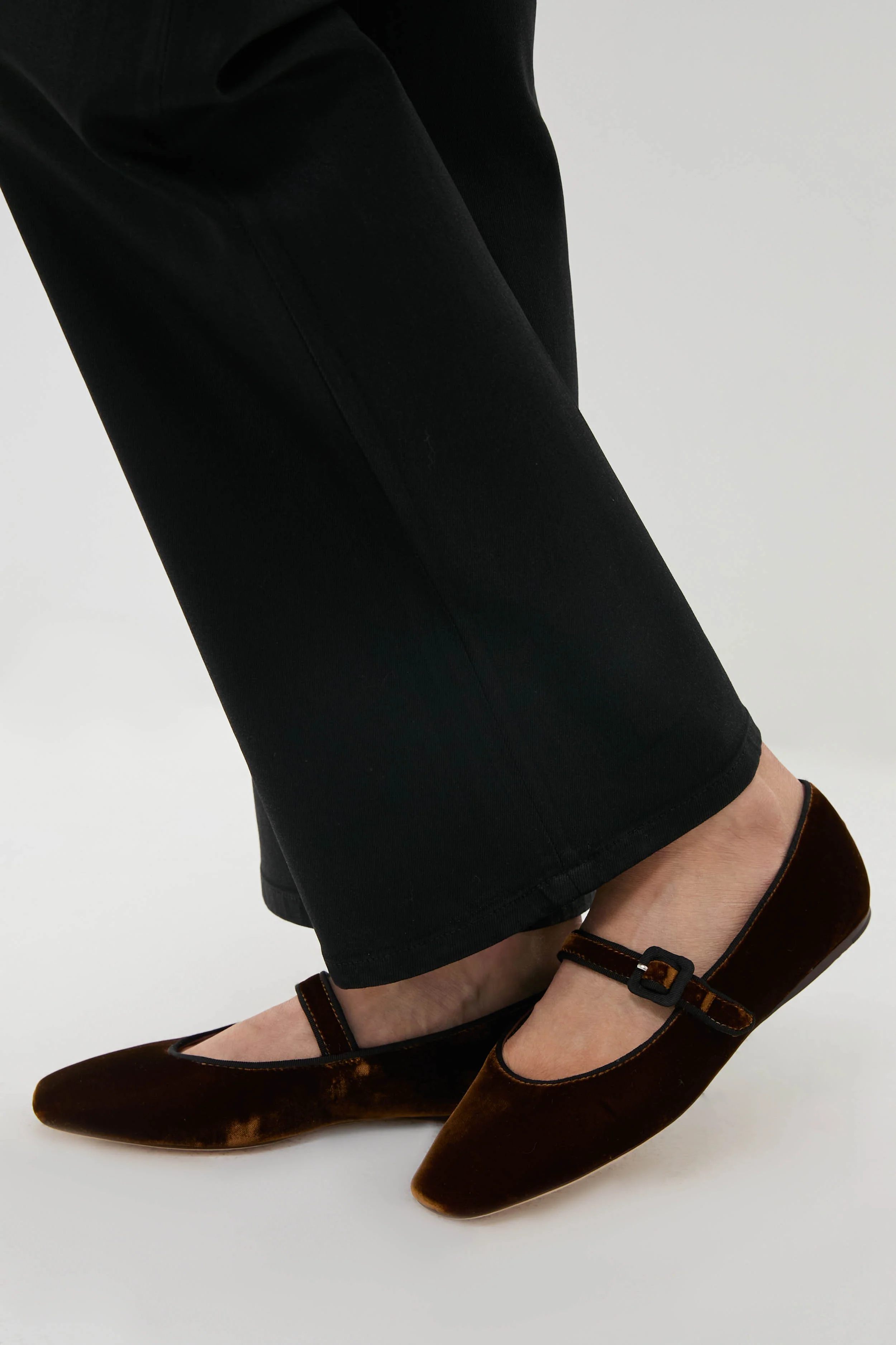 Dark Brown Velvet Ginger Mary Janes - Image 2